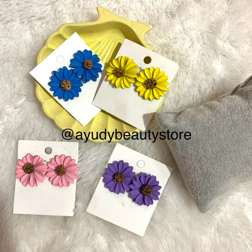 AYUDY Fashion Anting Hijab Sunflower Warna | Anting Hijab motif Bunga