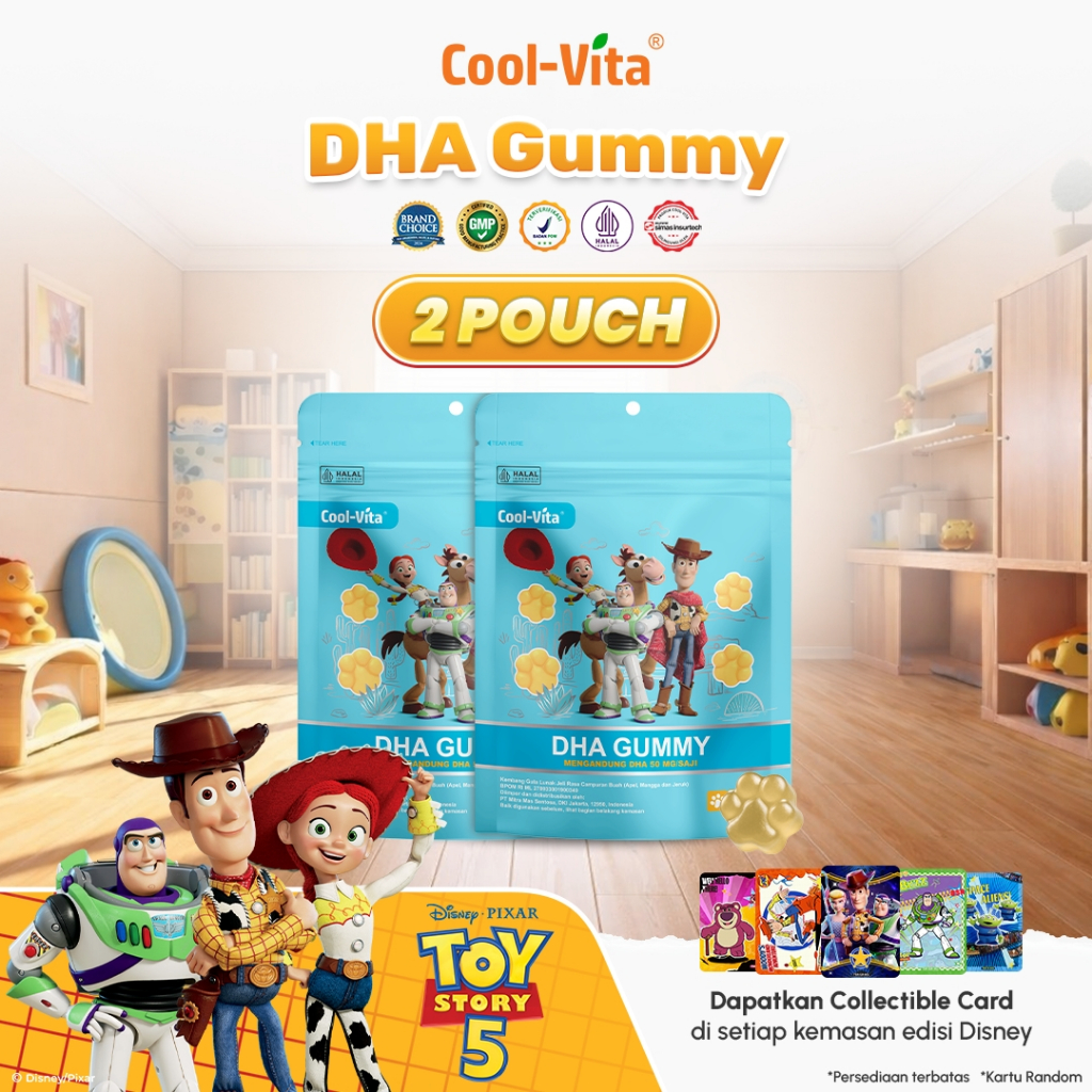 [baru exclusive shopee]Coolvita DHA Gummy 2 Pouch Disney- Vitamin Anak Manis dan Enak dengan Minyak 