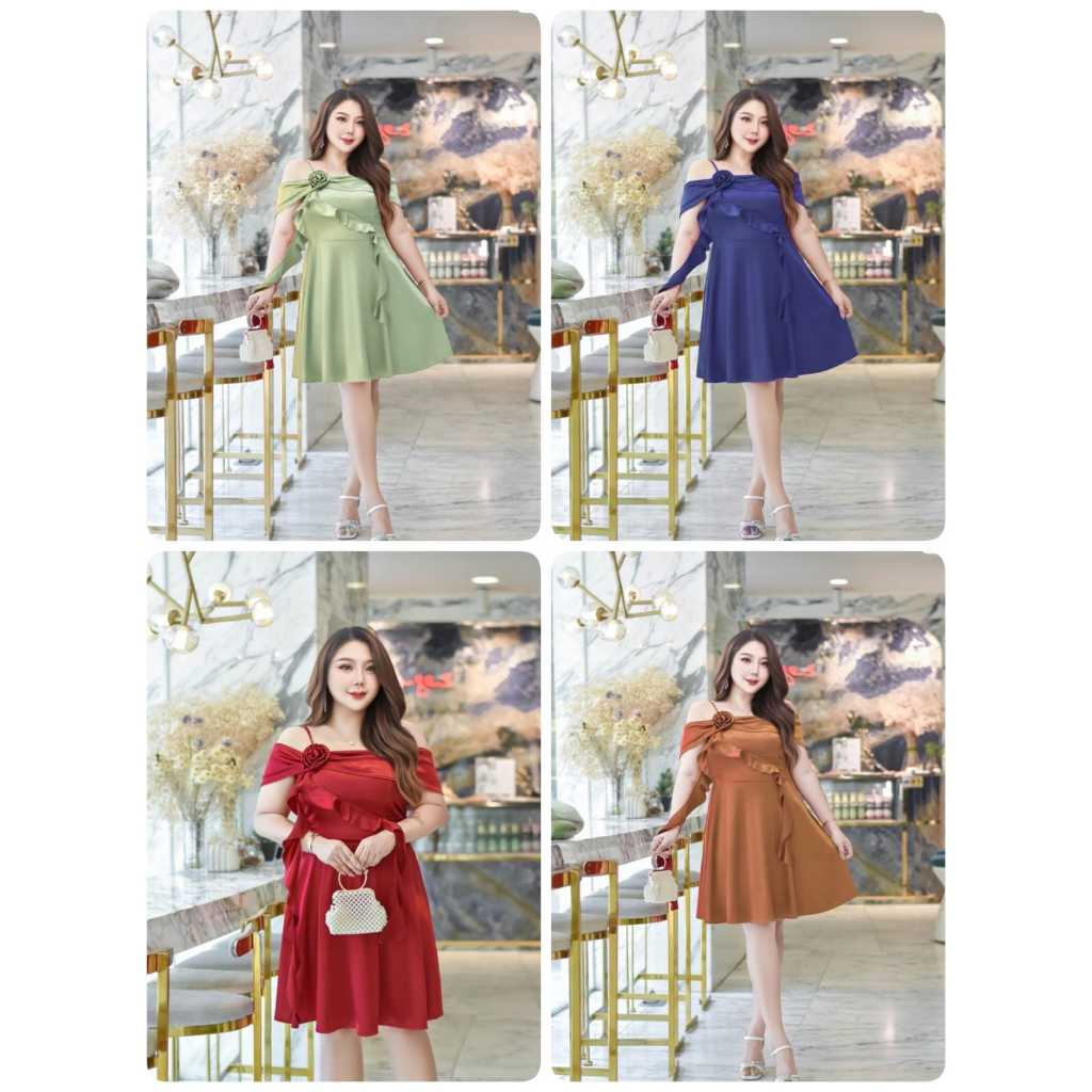 Jimiso - 811 / Mini dress satin kekinian / gaun pendek pesta jumbo / mini dress bigsize / dress pend