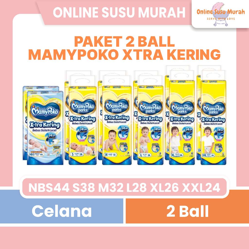 MAMYPOKO PANTS XTRA KERING PAKET 2 BALL S 38 M 32 L 28 XL 26 XXL 24 TAPE NBS 44 MAMY POKO EXTRA PPKS
