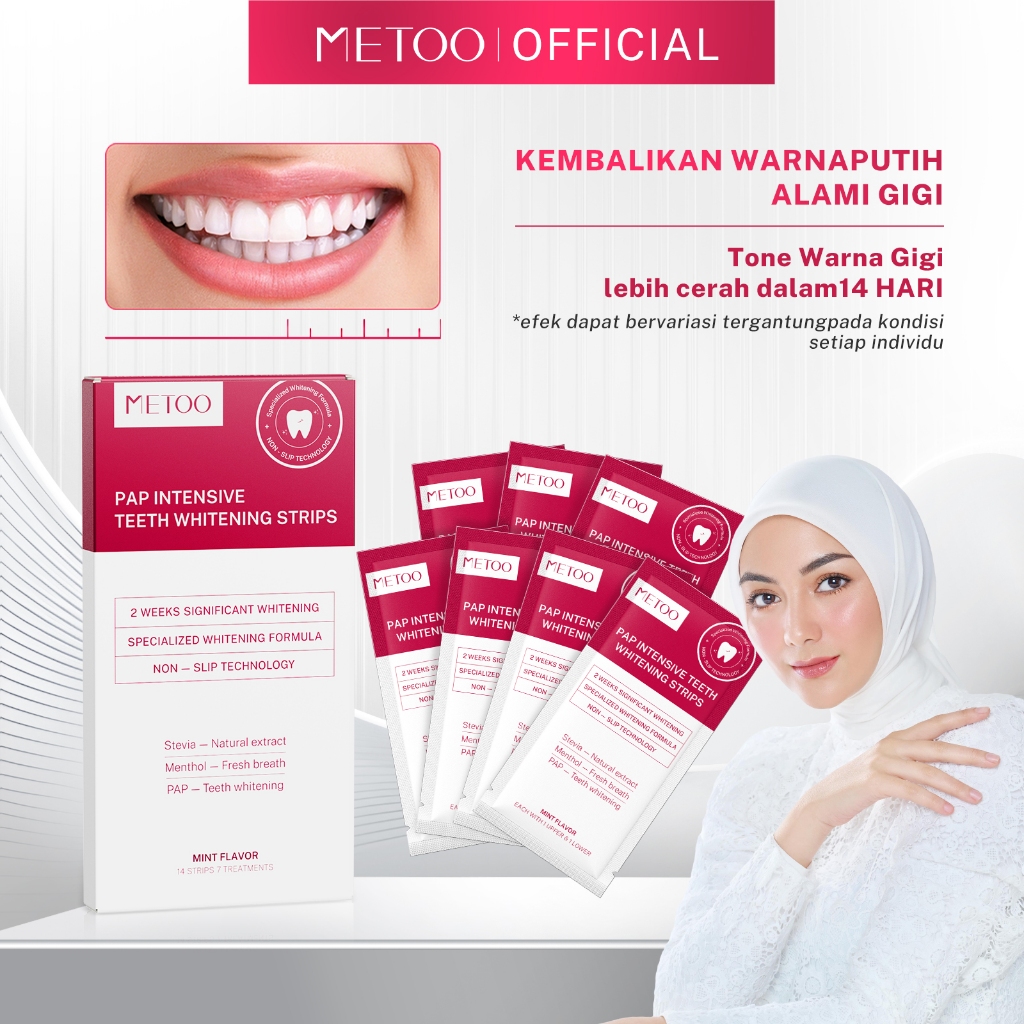 METOO PAP Intensive Teeth Whitening Strips 1/3/7 Sachet - pemutih gigi - Hydrogen Peroxide Free