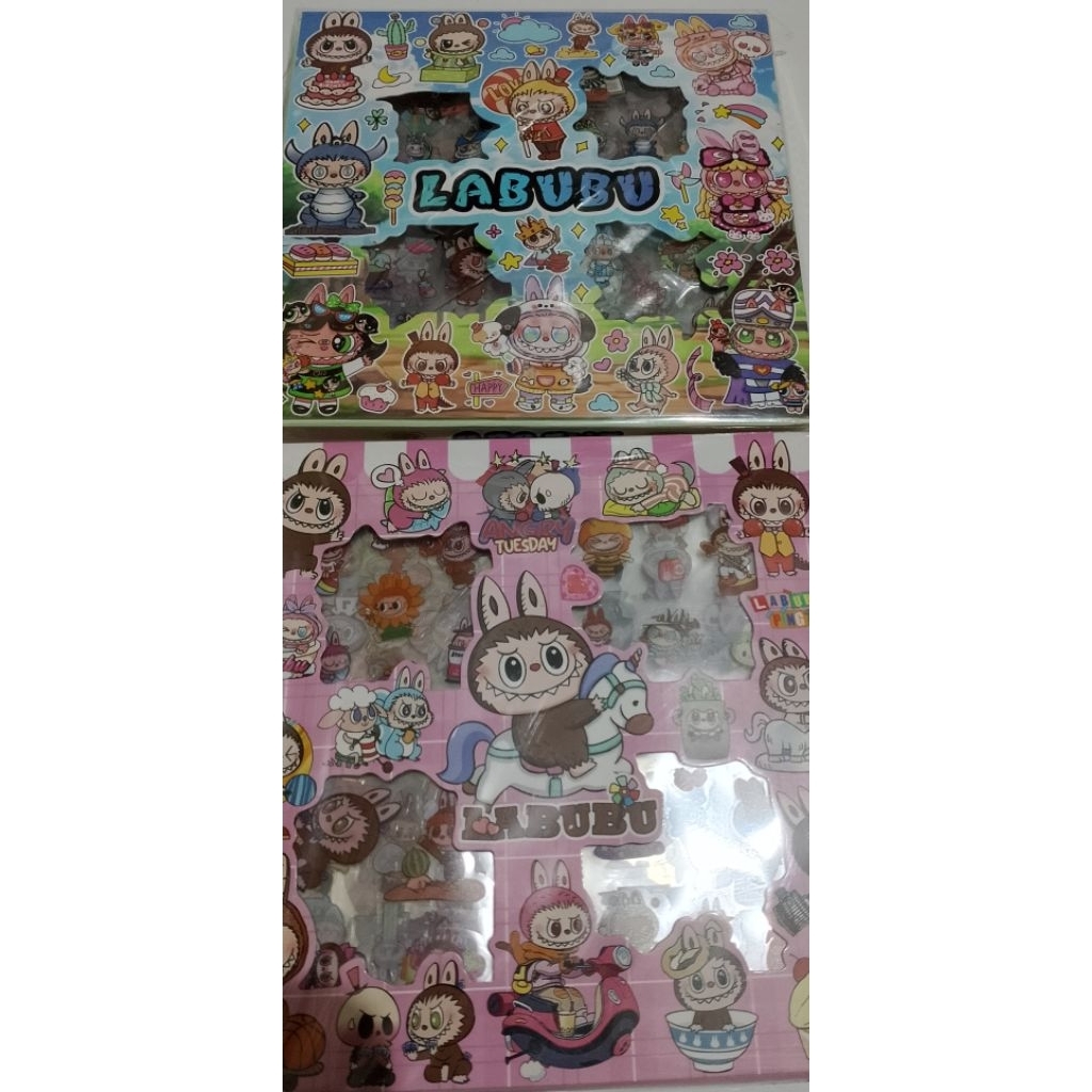 mainan anak sticker labubu box/per box isi 100pcs gambar randem/warna beda gambar serupa