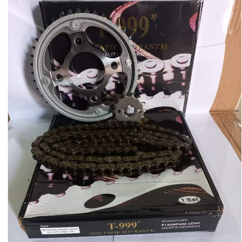 T999 Gir/Gear Paket/Set Komplit Motor Mega Pro mono ( 14T/42T ) 428H-124