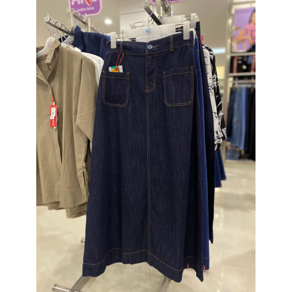 rok denim wanita brand Ako