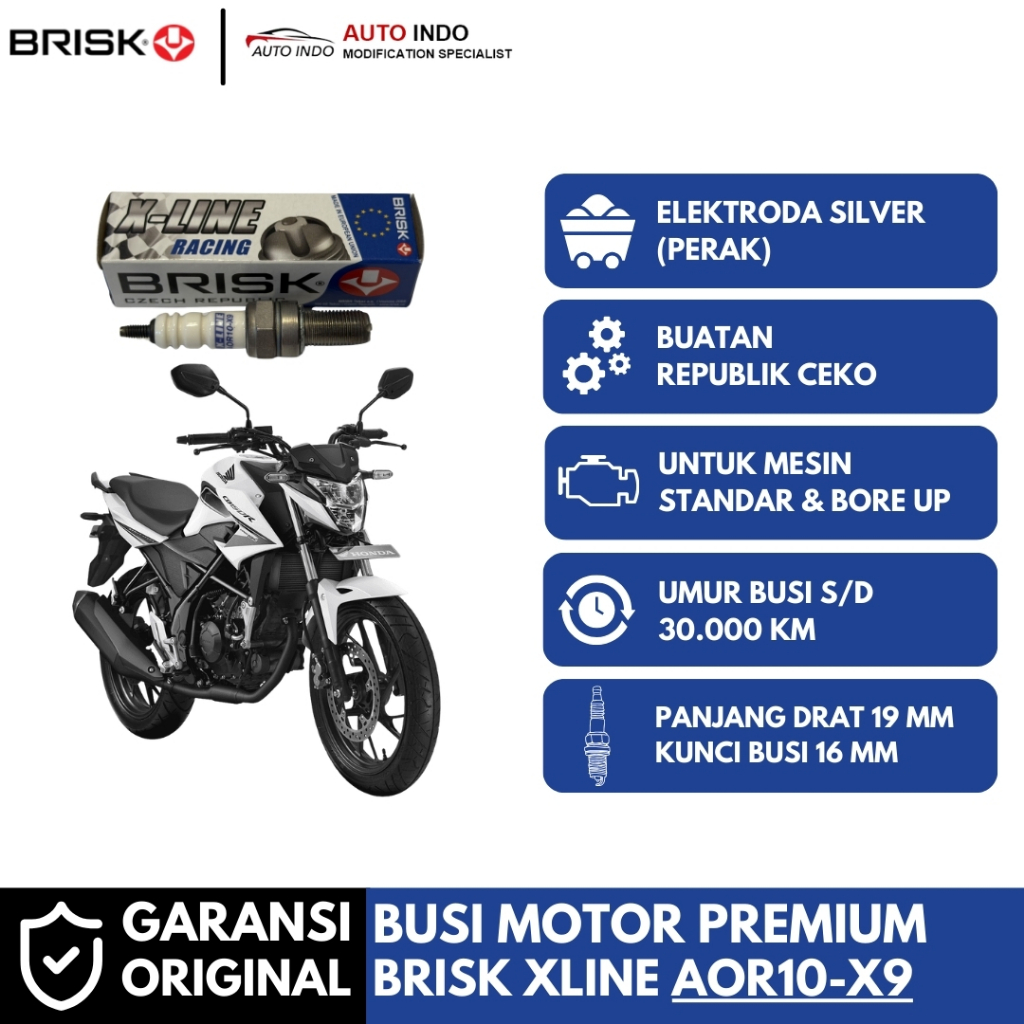 Busi Motor Brisk Xline Racing AOR10-X9 untuk Honda CB150R | Garansi Ori Brisk