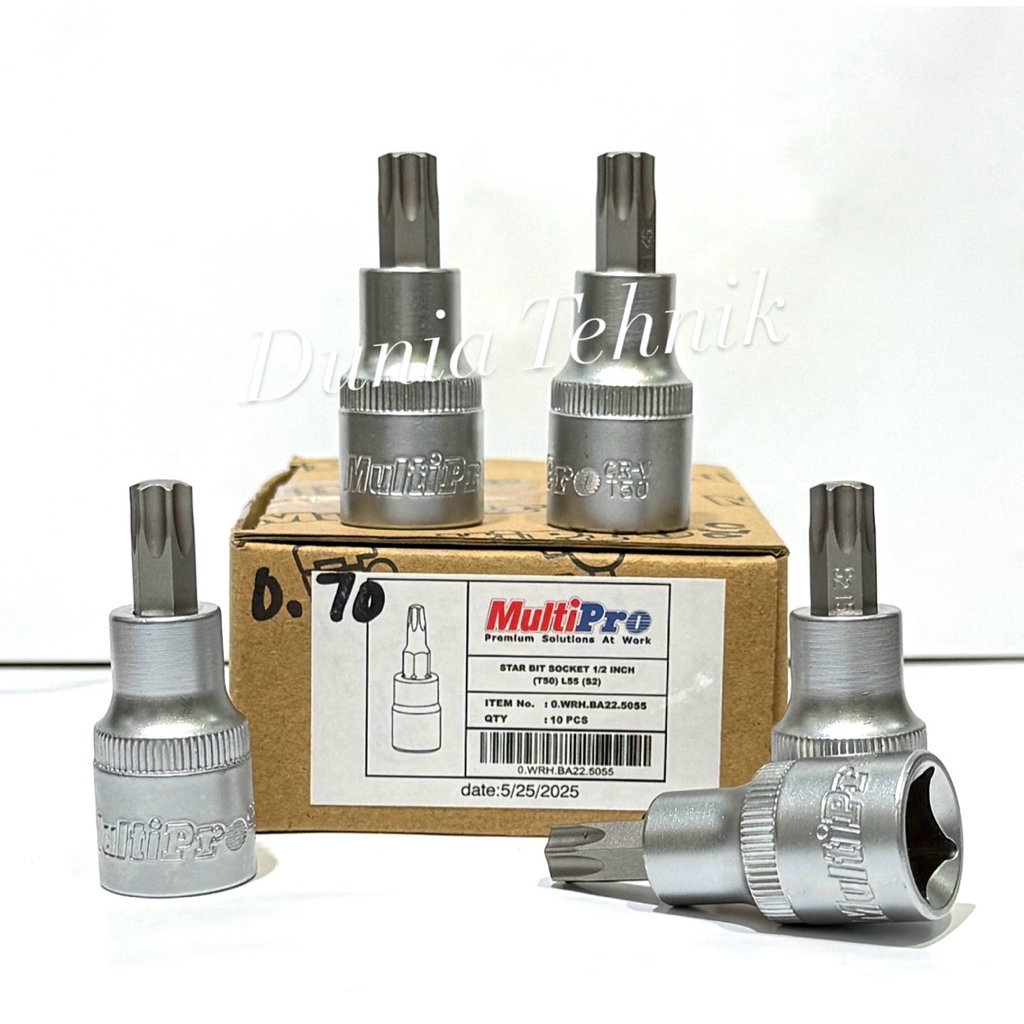 MULTIPRO Mata Sok L Bintang T50 Star Bit Socket T50 1/2” Sock Bintang Kunci L Bintang T50 Mata Kunci