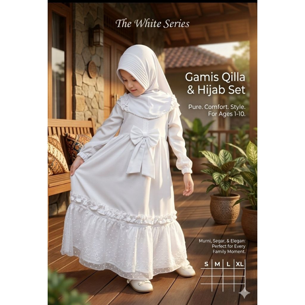INARA Gamis Anak Putih 1-13 Tahun Gamis Anak Perempuan Manasik Haji Anak Tk Baju Gamis Anak Putih