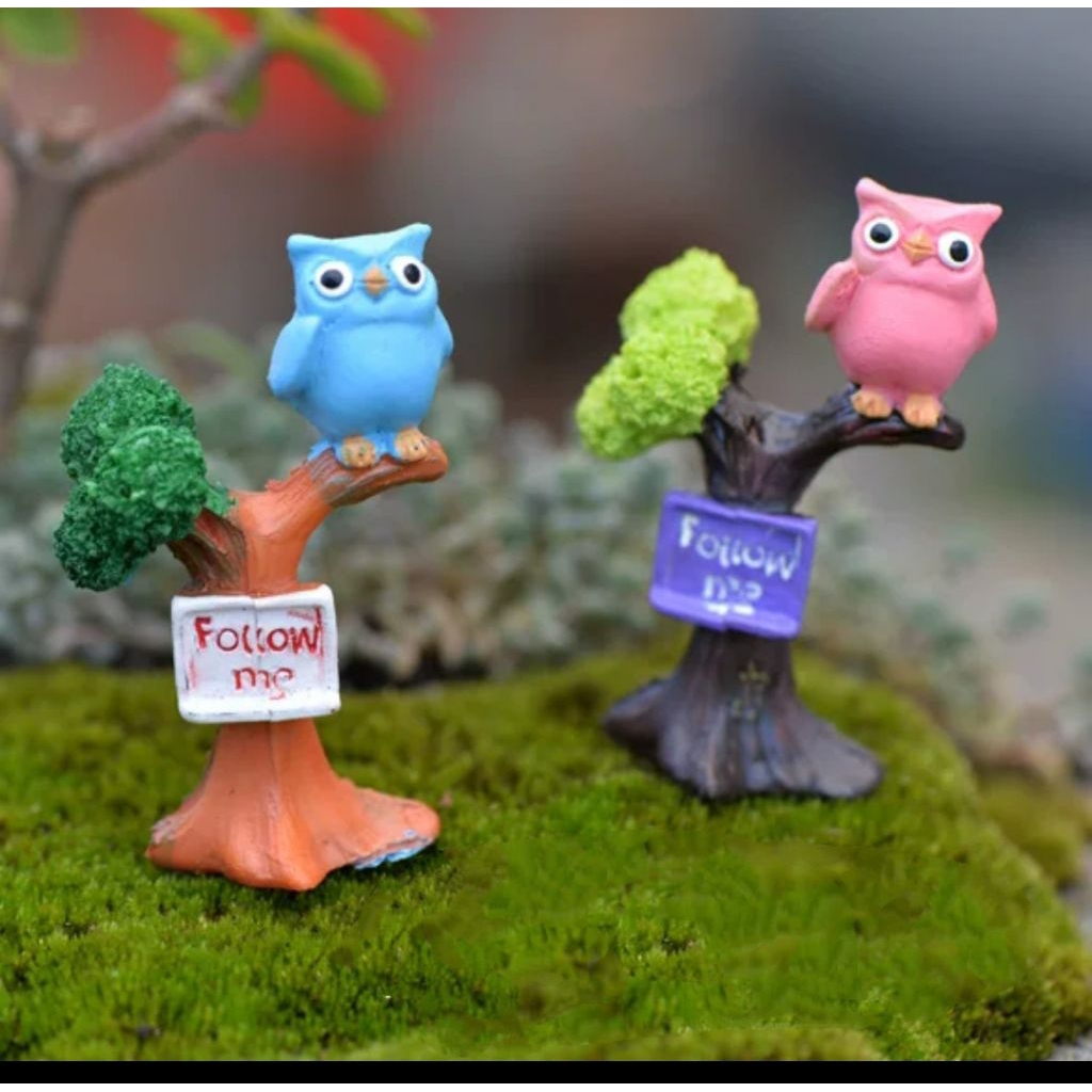 Burung Hantu Follow Me Miniatur Burung Hantu Lucu Boneka Owl Luci Patung Burung Hantu