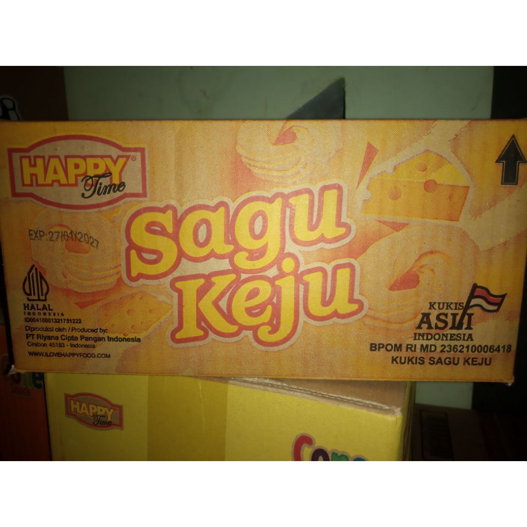 Sagu Keju Kue Kering Happy Time 1 Dus Isi 6 Packs × 20 Pcs @10gr Cemilan Kue Kering