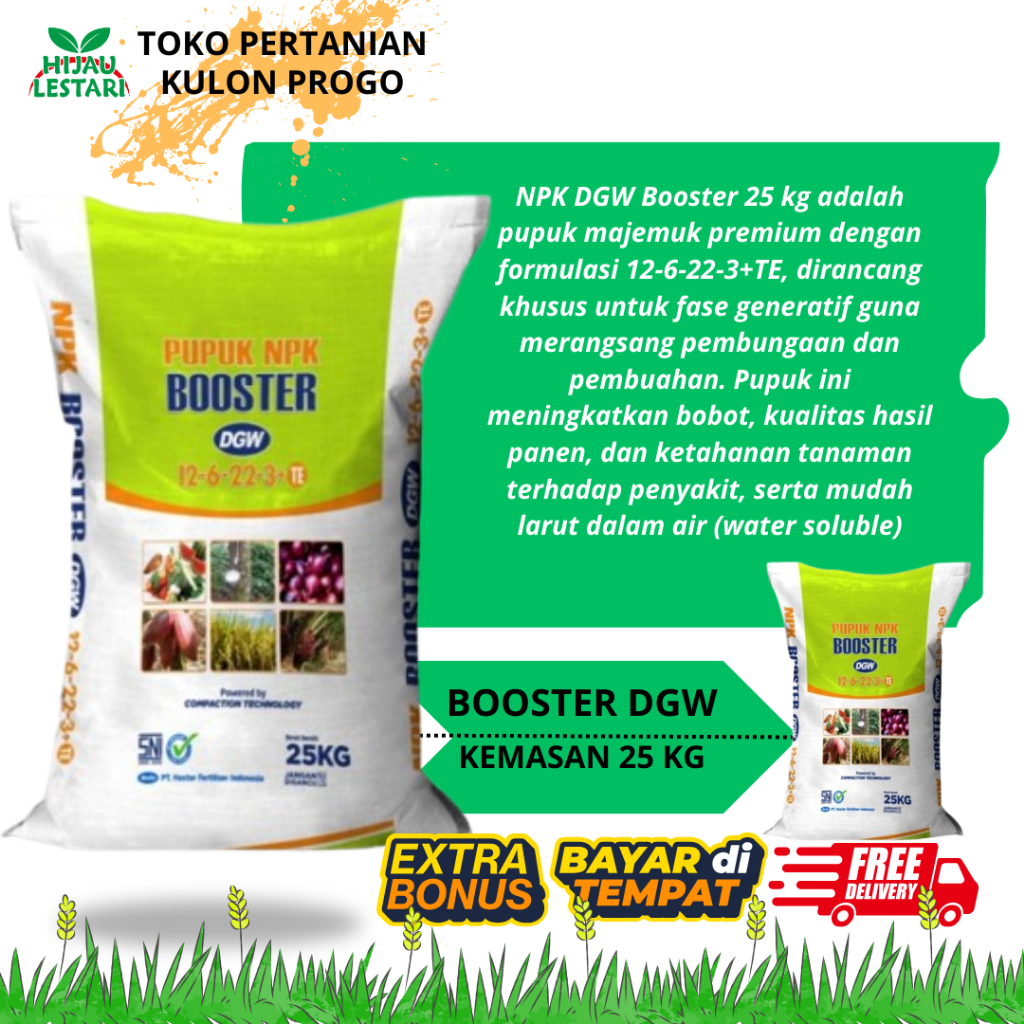 Pupuk NPK Booster Dgw 12 - 6 - 22 - 3 + Te KEMASAN 25 KG ORIGINA;