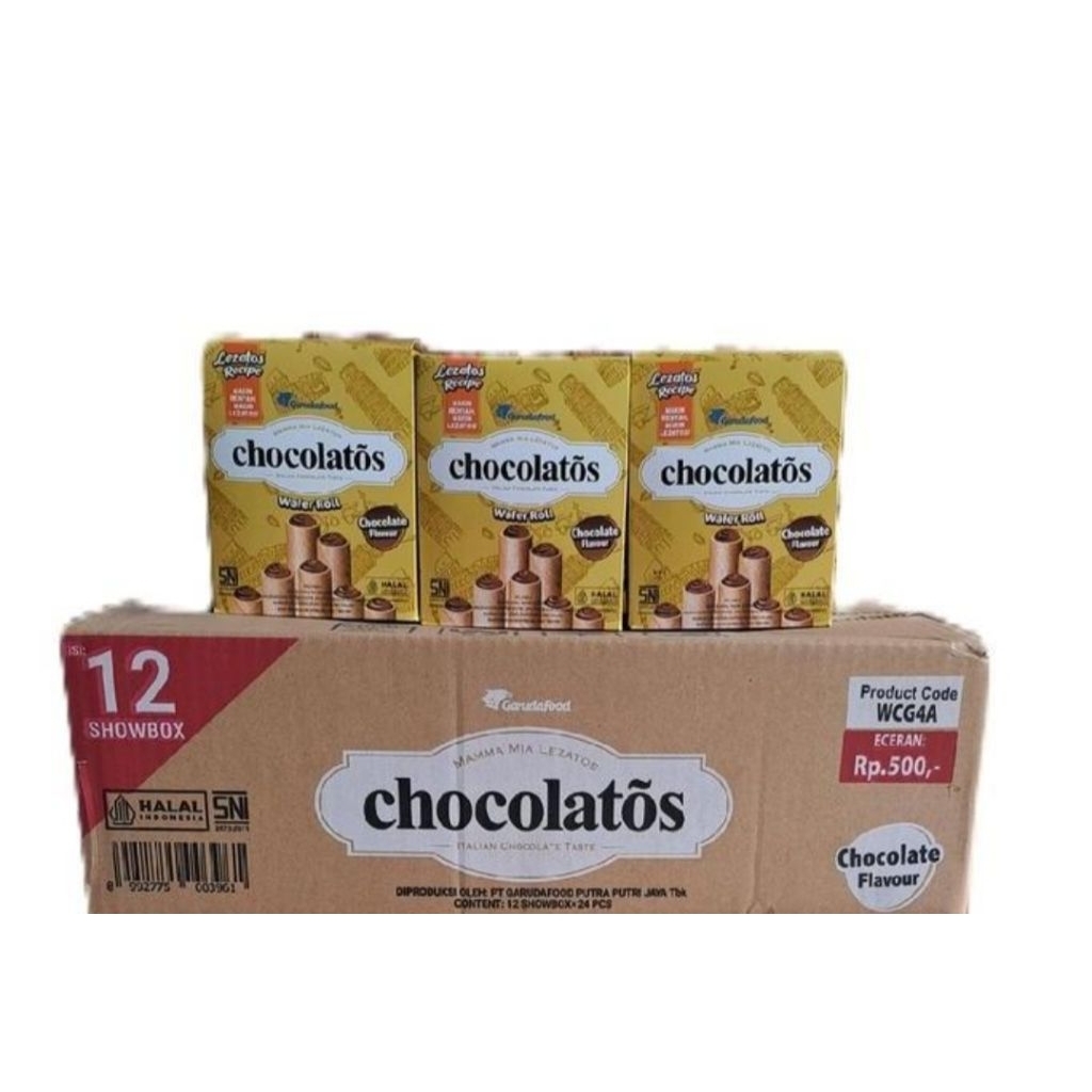 Chocolatos Wafer Roll box isi 12 1 karton - Sembako Jogja
