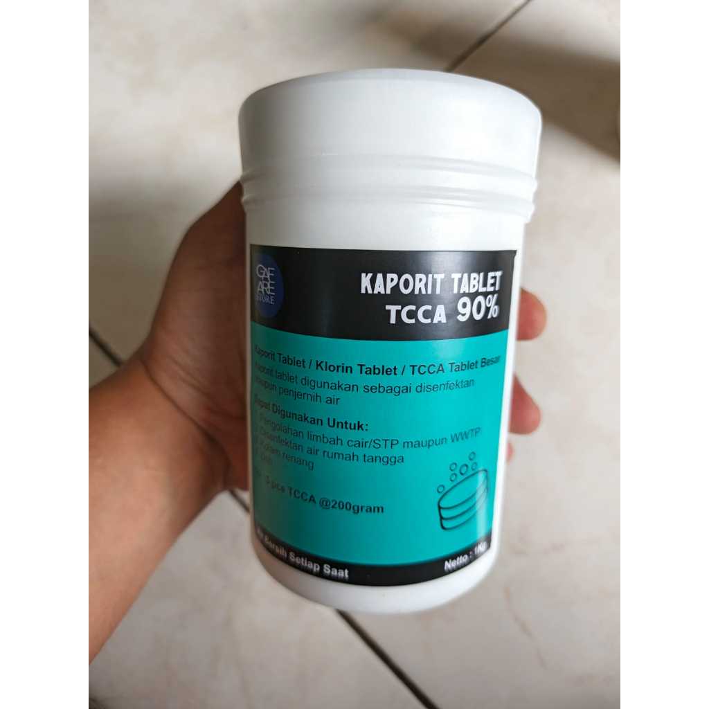 Kaporit Tablet Besar TCCA 90% | Klorin | Klorin Tablet Besar 1Kg | Penjernih Air