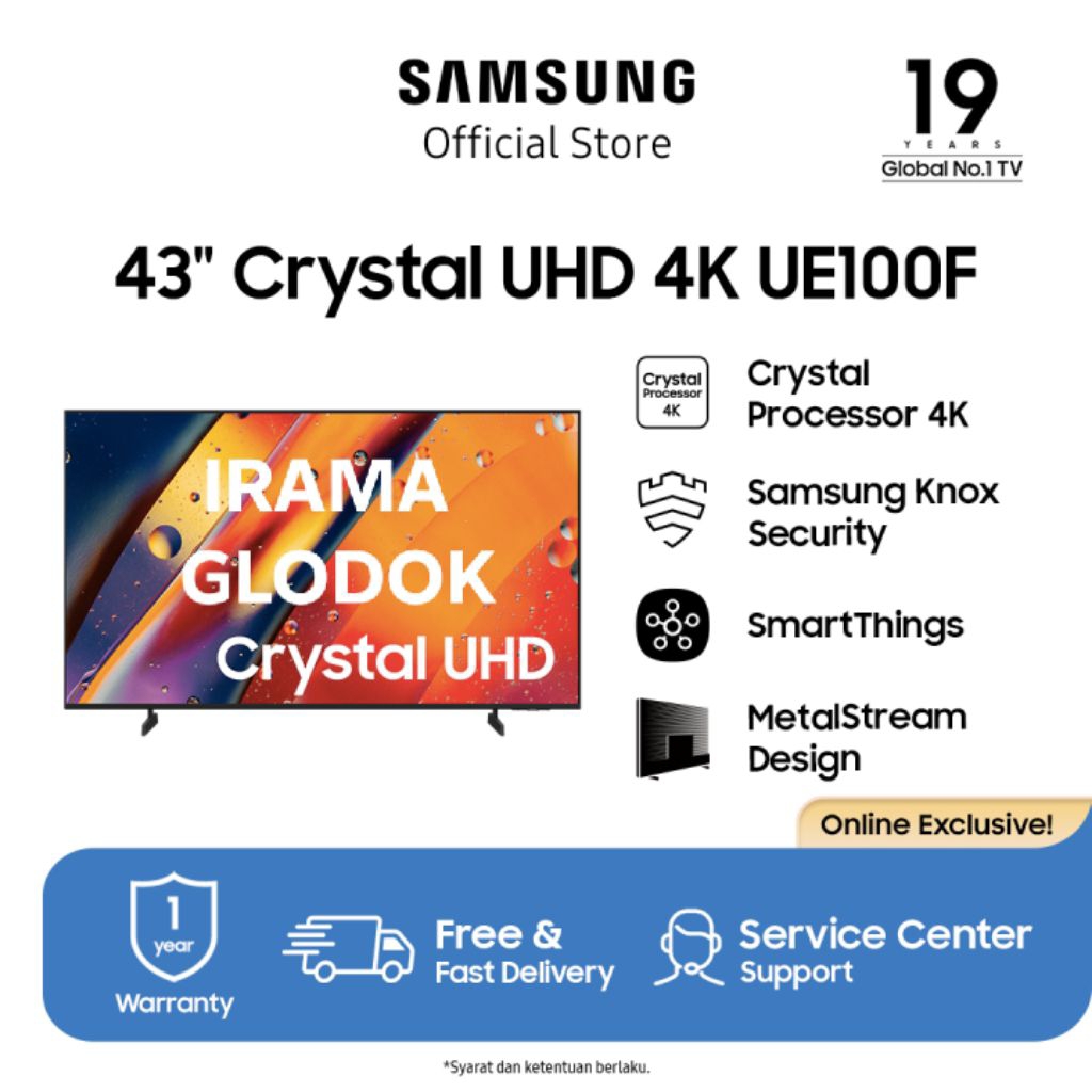 LED TV SAMSUNG 43,INCH,CRYSTAL UHD 4K-SMART TV (43UE100F) SMART THING