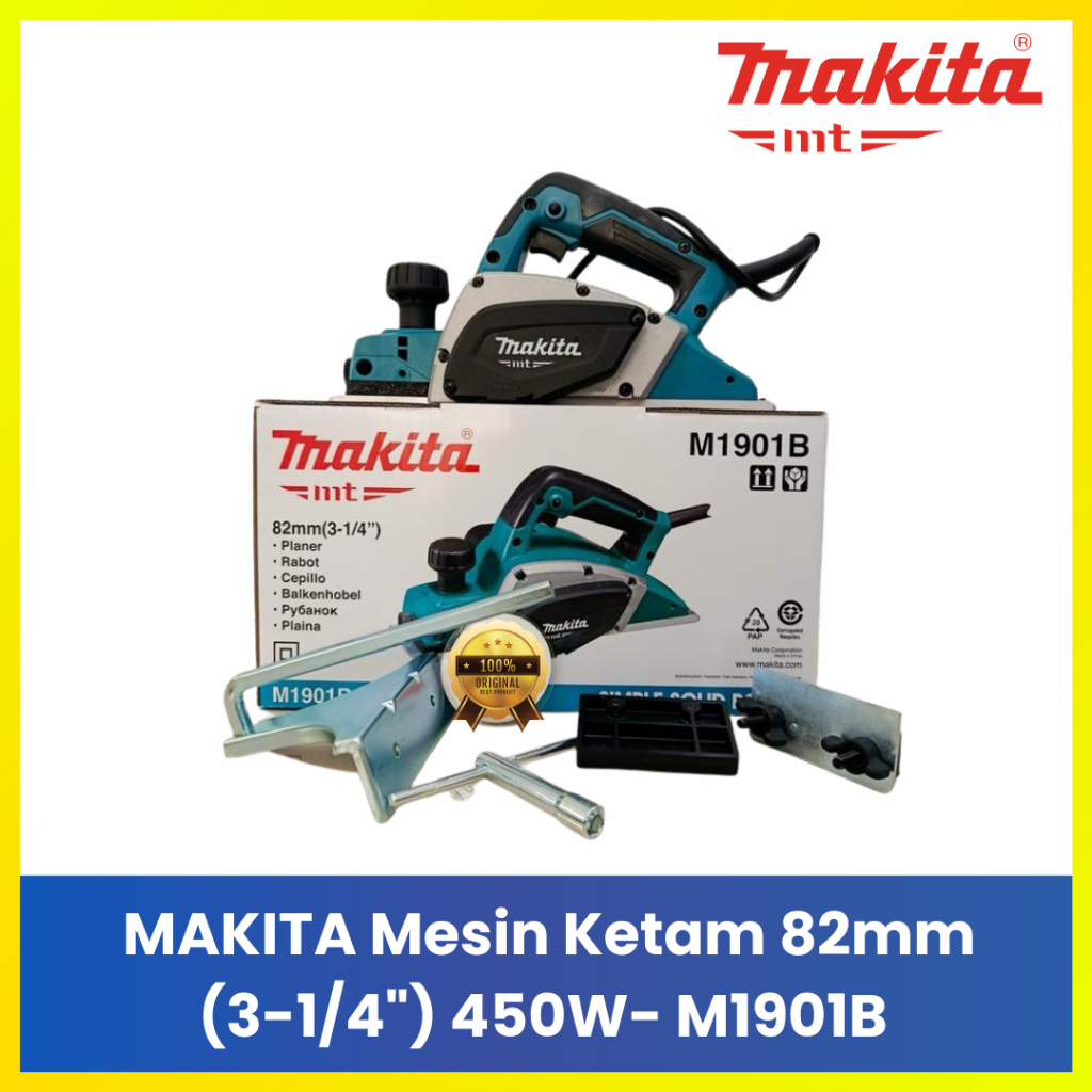 MAKITA M1901B Mesin Ketam Kayu 82mm 450 Watt - Alat Serut Kayu Listrik Wood Planer