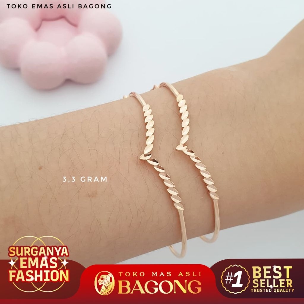 GELANG FASHION BANGLE DAUN  17K/750 - ASLI BAGONG GOLD BAGONG EMAS