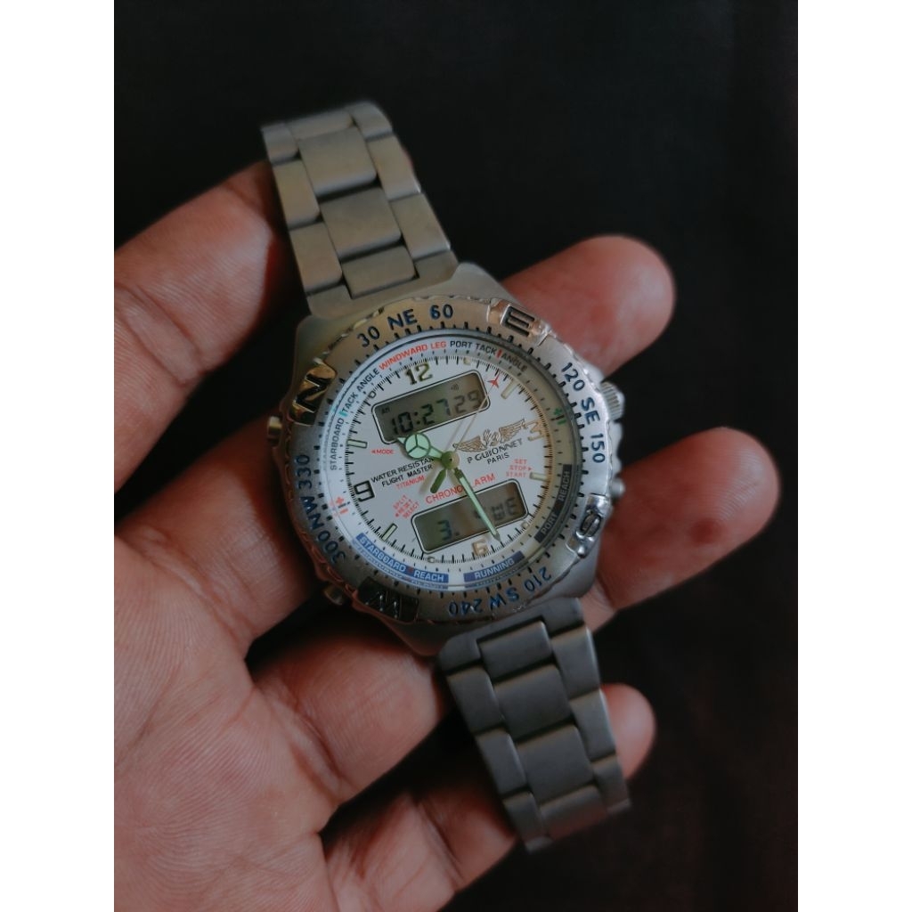 Jam Tangan Pria Titanium P Guionnet Paris Flight Master Original