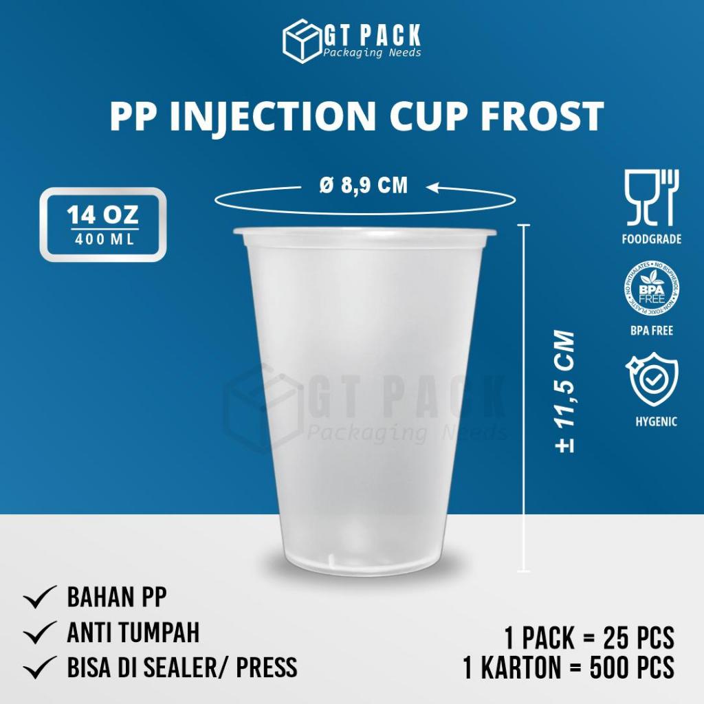 Cup Plastik PP Injection Datar 400 ML (Frost)