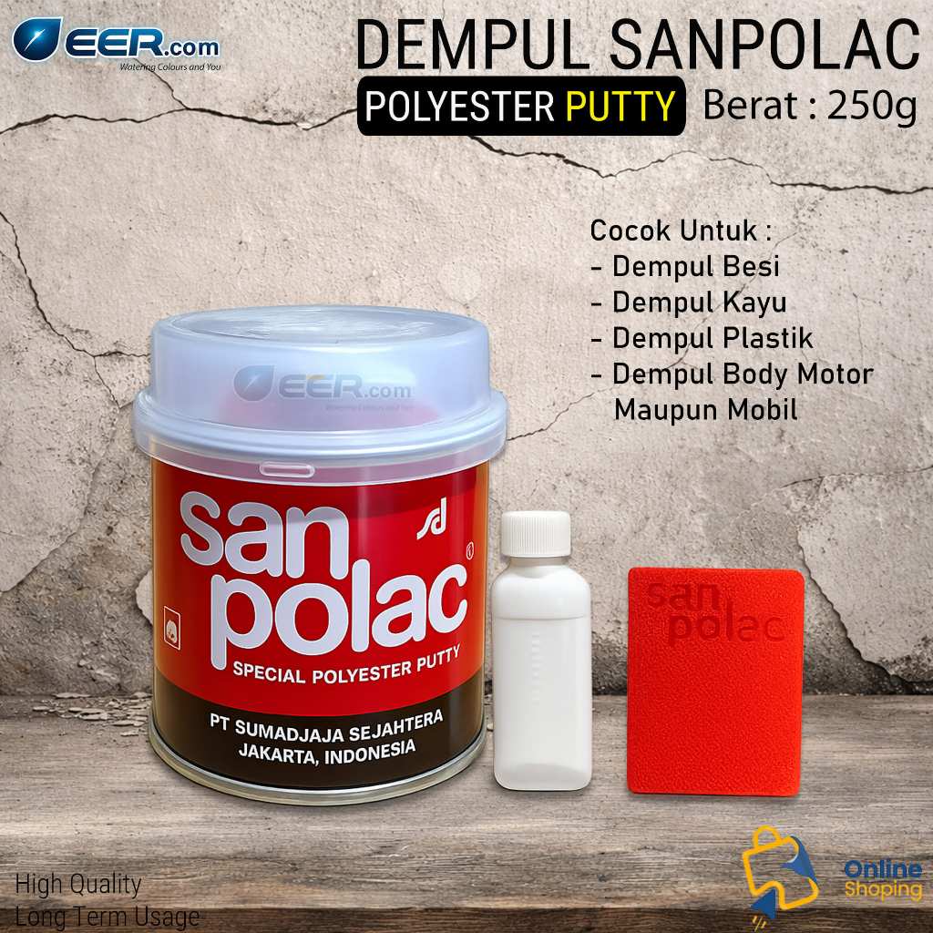Sanpolac Dempul Polyester 250g + Katalis / Dempul Body Mobil Motor
