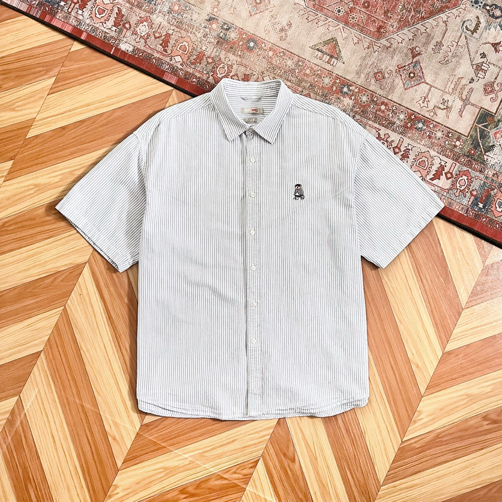 Kemeja Pendek Stripe Trensic Spao Oversize Logo Bear