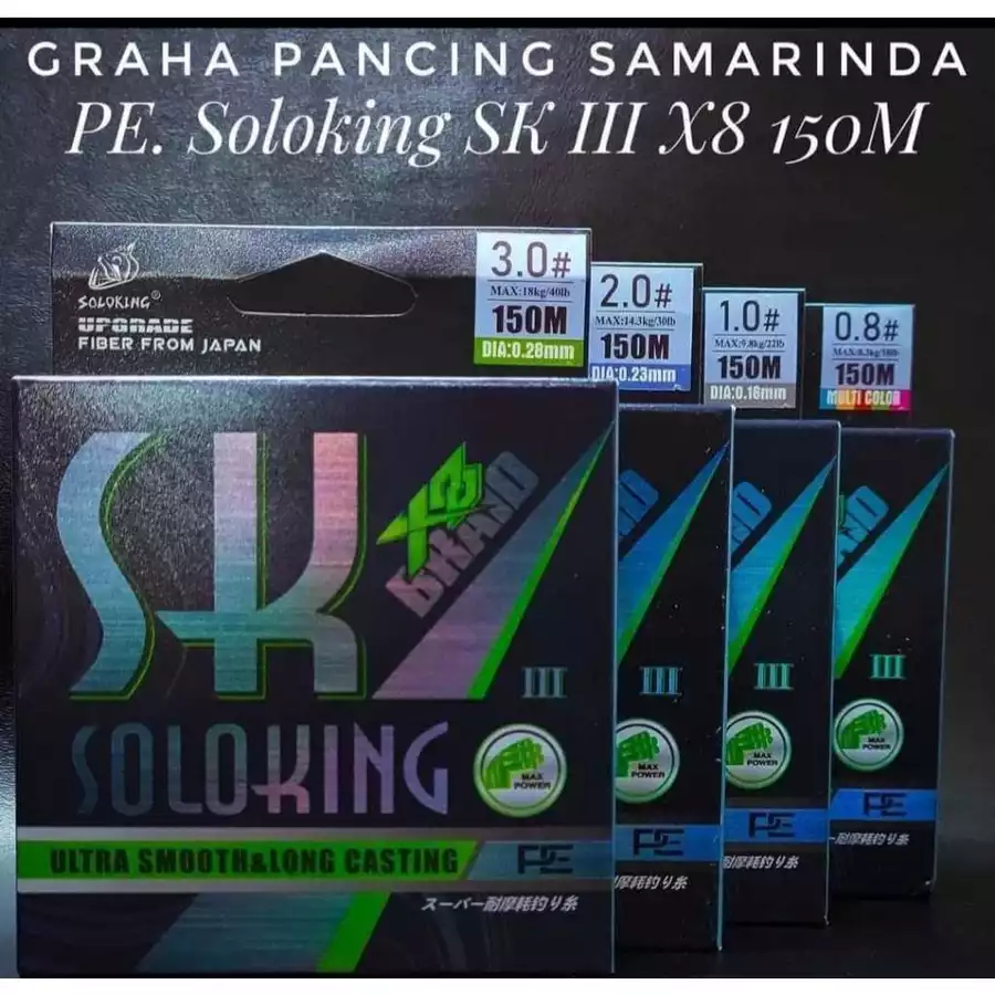 SENAR PE SOLOKING SK III X8 150M, 0.8, 1.0, 2.0, 3.0