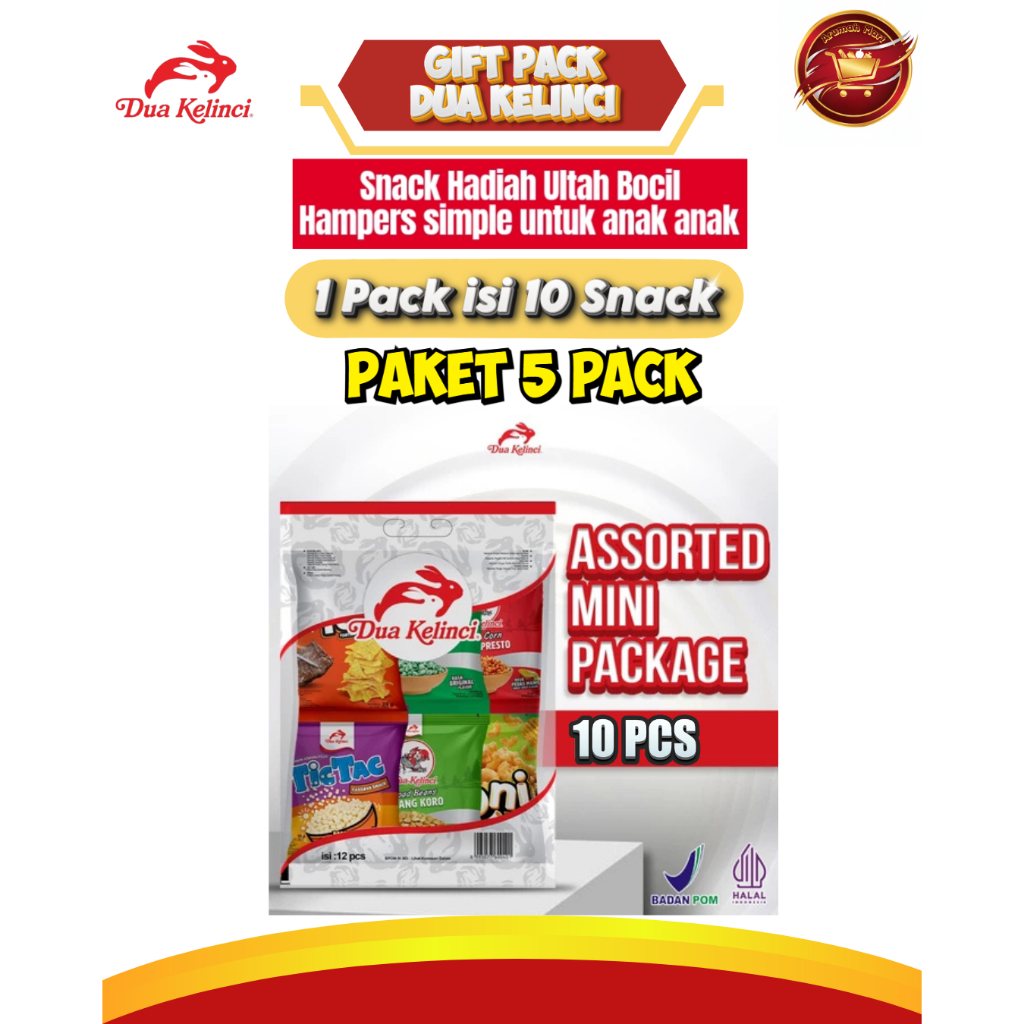 Dua Kelinci Gift Pack Snack Assorted Mix 10 Macam 1 Pack Isi Bundle Rasa Beragam Praktis Ekonomis