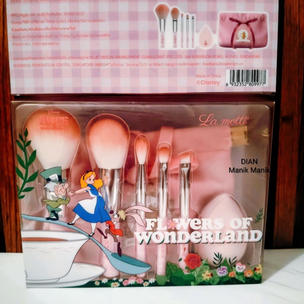 OHSOME x DISNEY ALICE WONDERLAND - La Motti Makeup Set + tas kosmetik PINK