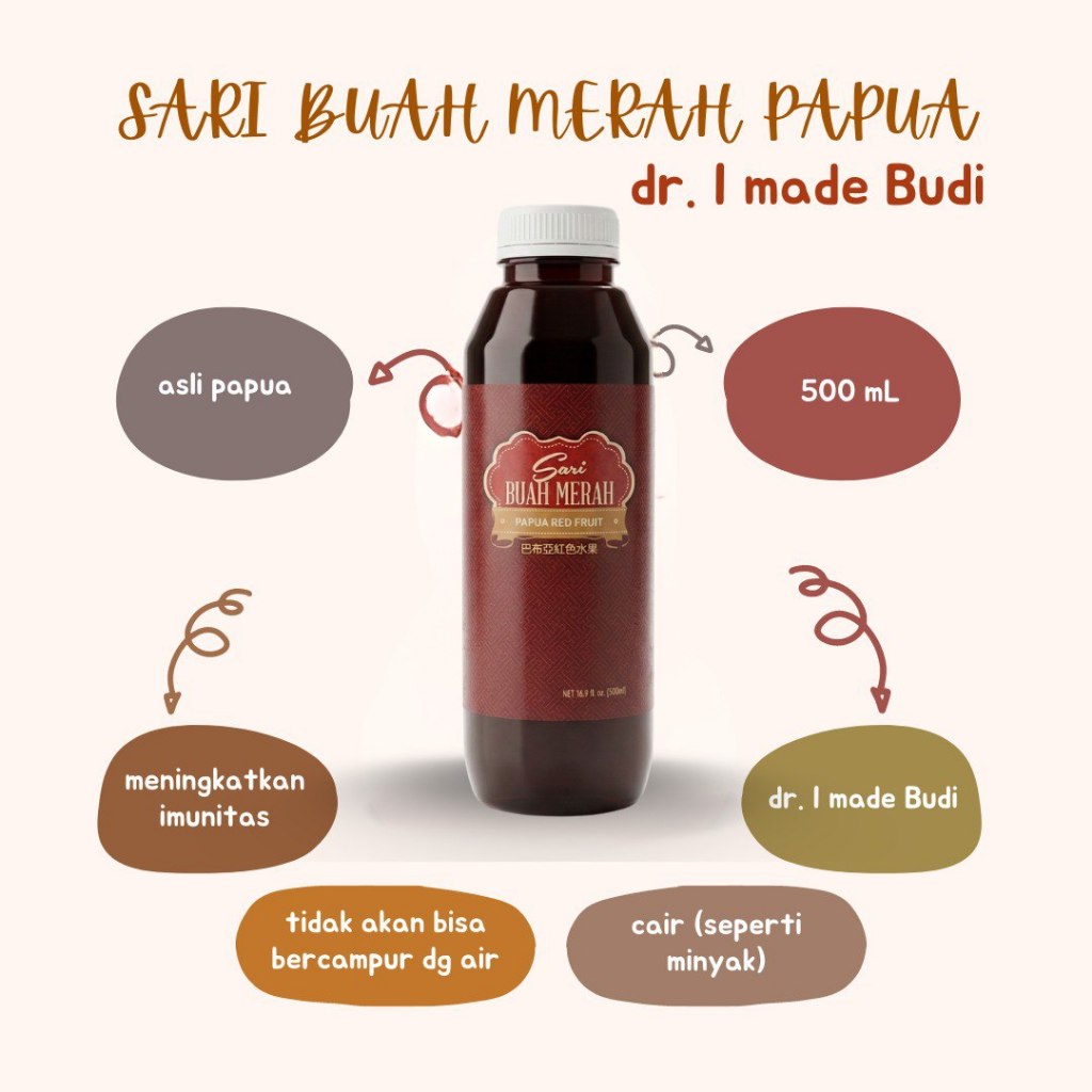 Sari Buah Merah Papua Cair Kemasan 500 mL (Dr. I Made Budi)