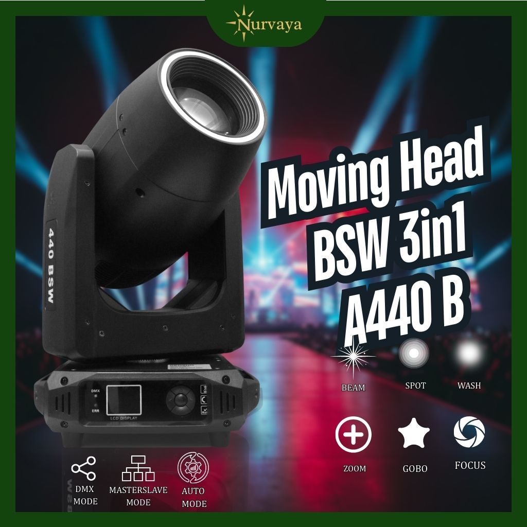 NURVAYA Moving Head BSW 440 Fullcolor Ringled Lampu Panggung Lighting Stage Untuk Event Wedding Club