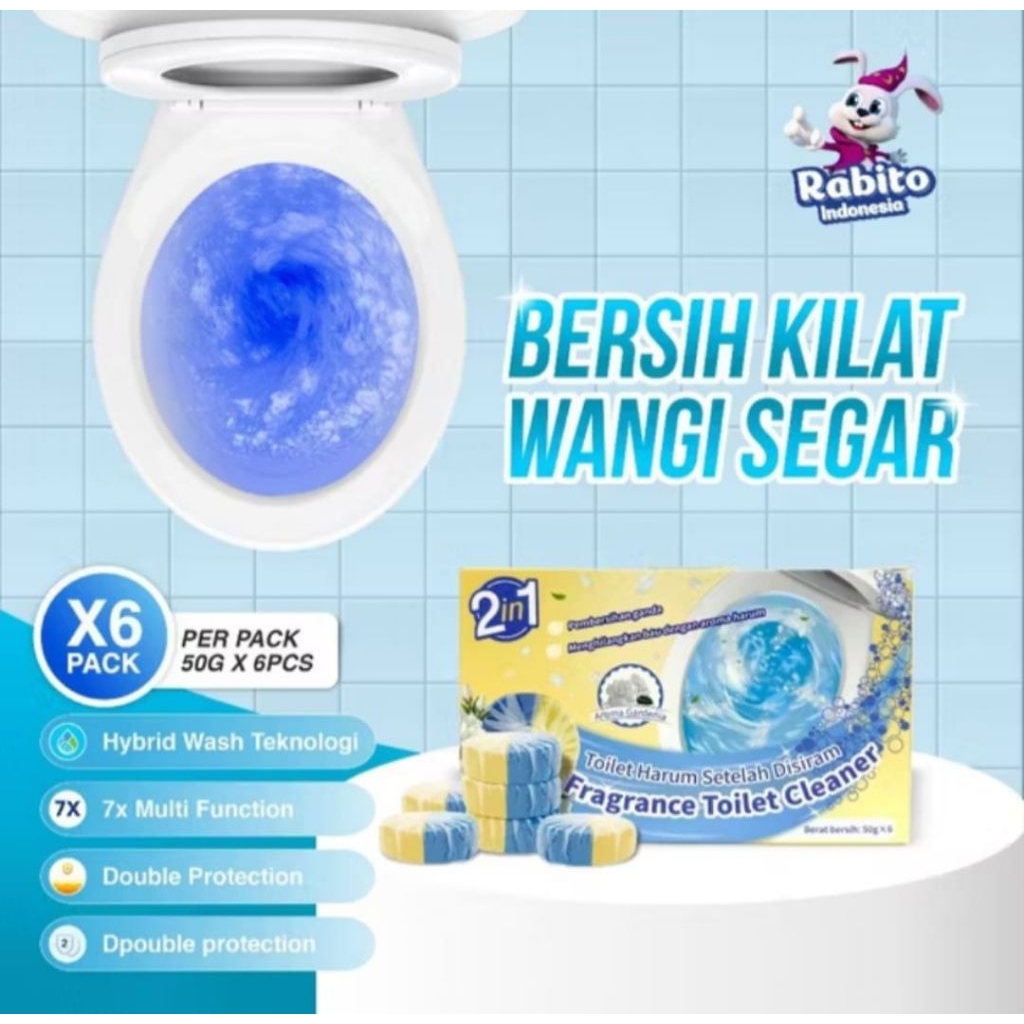 Rabito Fragrance Toilet Cleaner Pembersih Toilet Otomatis Biru & Putih 1 box isi 6 pieces Bersih Kil