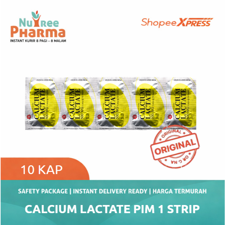 CALCIUM LACTATE 500 MG PIM 1 Strip Isi 10 Tablet - Suplemen Untuk Tulang