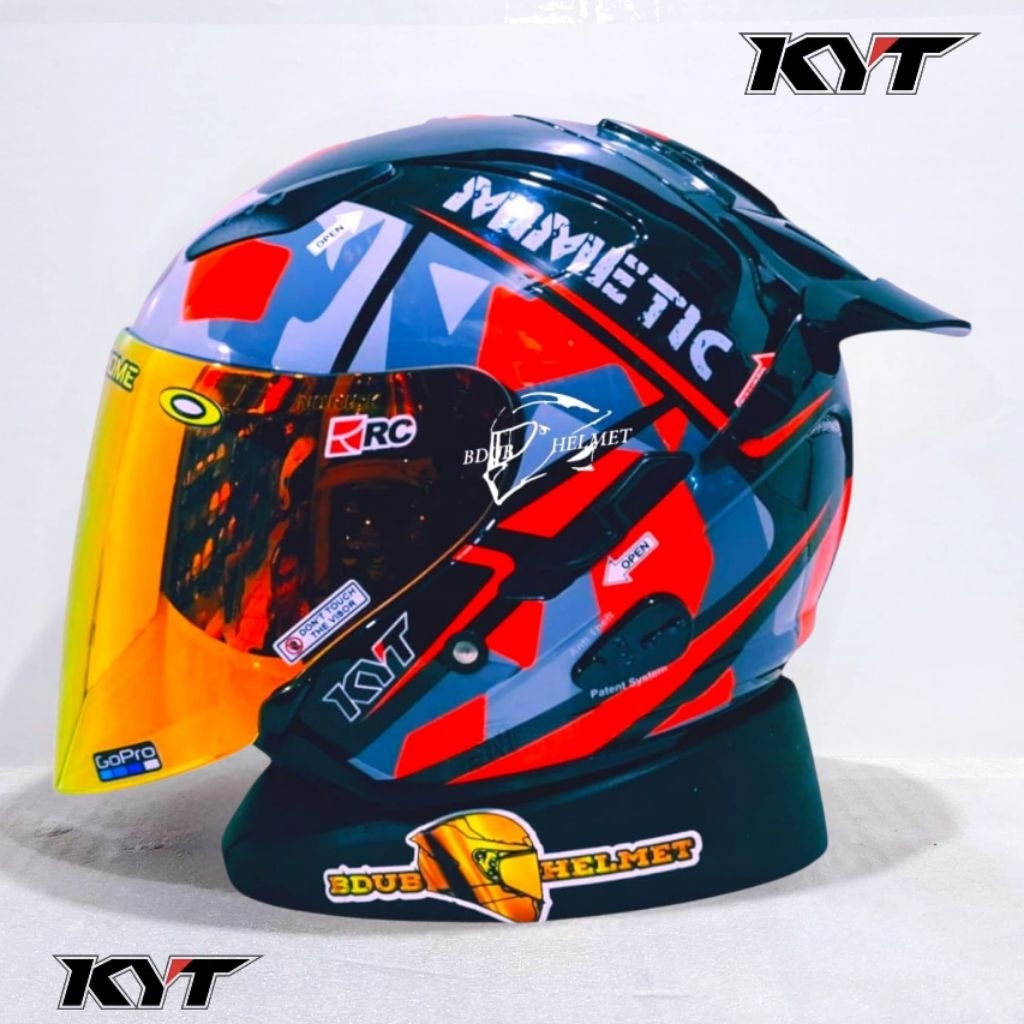 Helm KYT Galaxy flat R mimetic red paket ganteng 100% original KYT