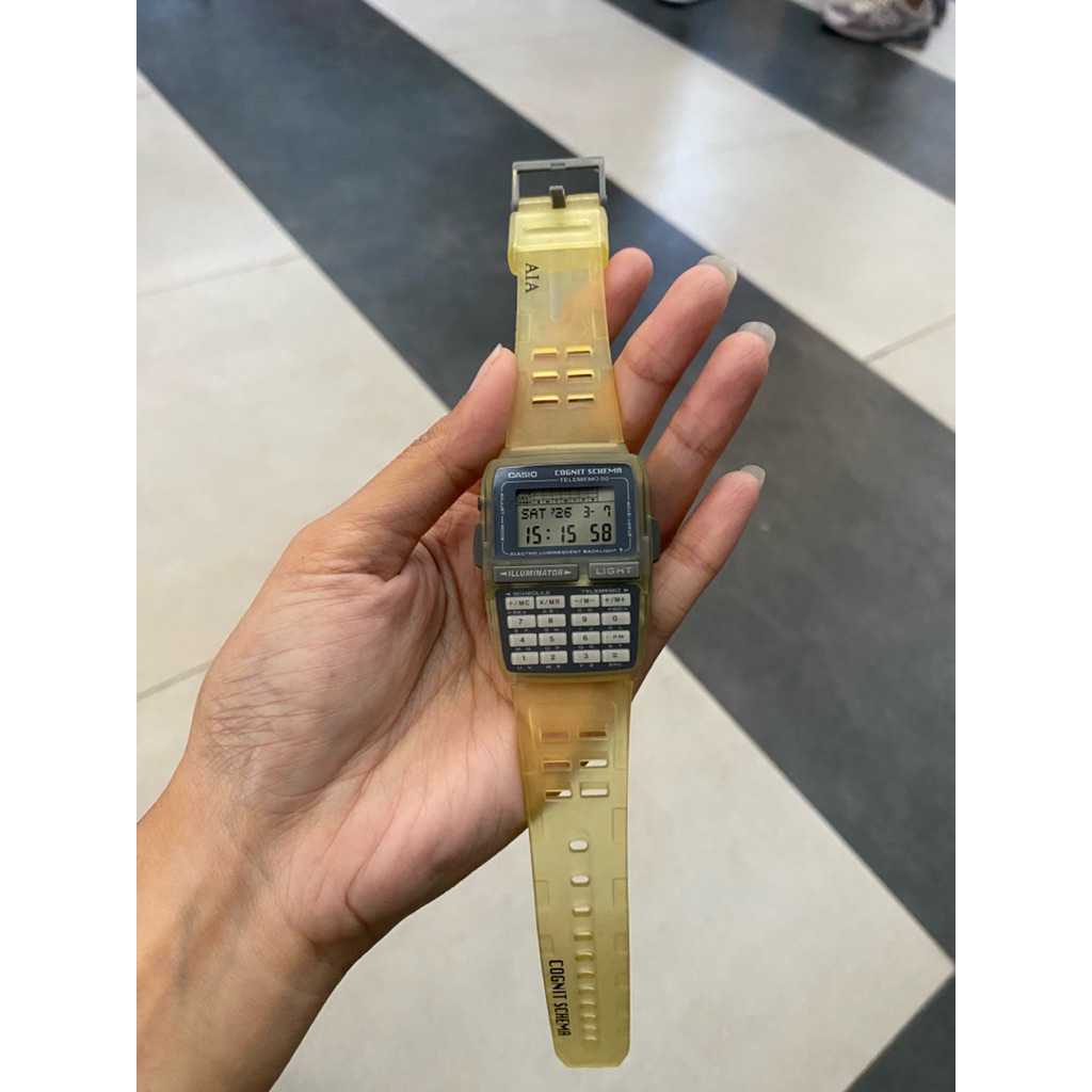 Preloved Casio Databank Vintage DBC-63CS-7T Cognit Schema Telememo 50 Calculator Watch Ori