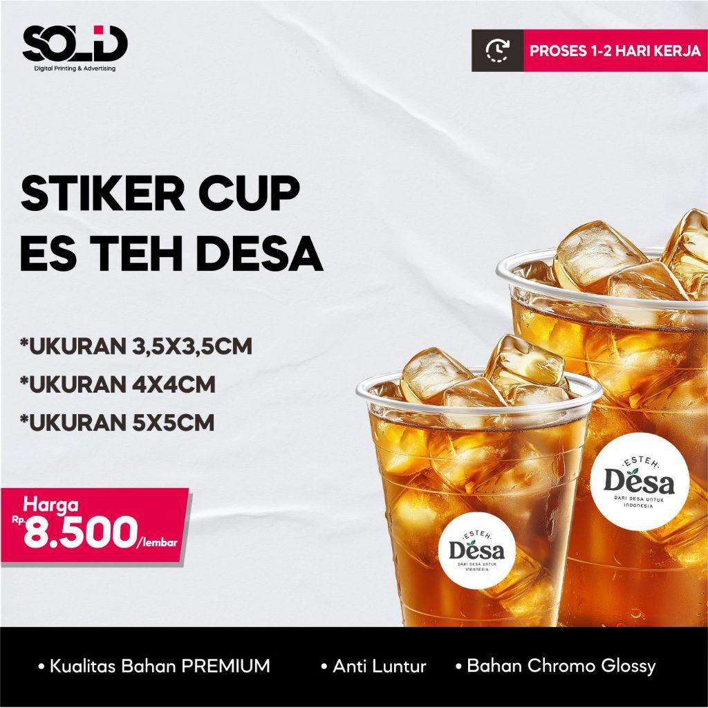 Stiker Es Teh Desa Murah | Cetak Stiker Es Teh Desa Satu Hari Jadi