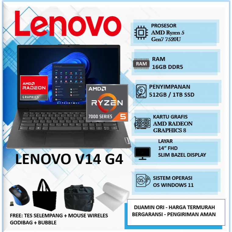 Laptop Lenovo V14 Ryzen 5 16GB 1TB SSD 14" Full HD Windows 11