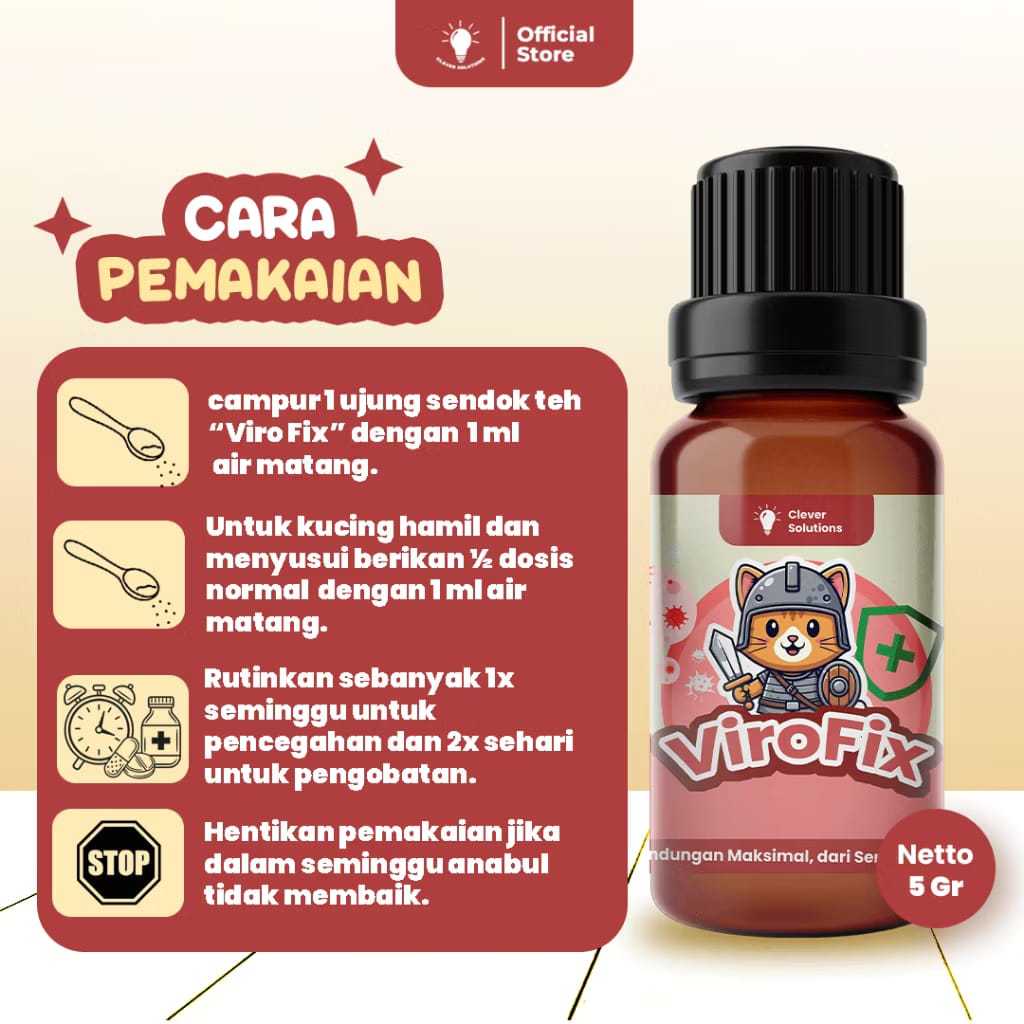 Viro Fix Obat Anti Virus Kucing Mengobati Virus Panleu Calici Fip Distemper Muntah Tbk