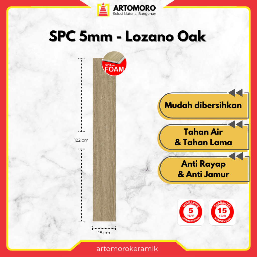 SPC 5mm (with IXPE foam) Lozano Oak - KIA | Stone Plastic Composite | Lantai Vinyl Kayu - Click & Lo