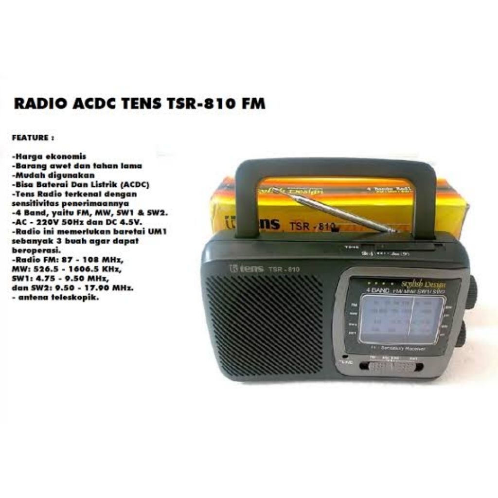 TENS TSR 810 Radio Portable AC DC FM