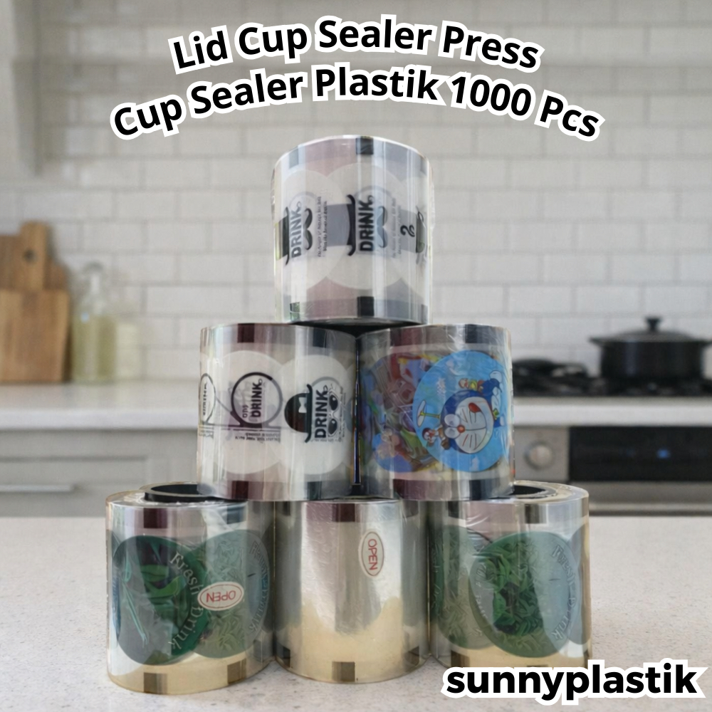 Plastik Penutup Gelas Cup Sealer 1000 Pcs Lid Cup Sealer Press Minuman Lid Cup Sealer Press Minuman
