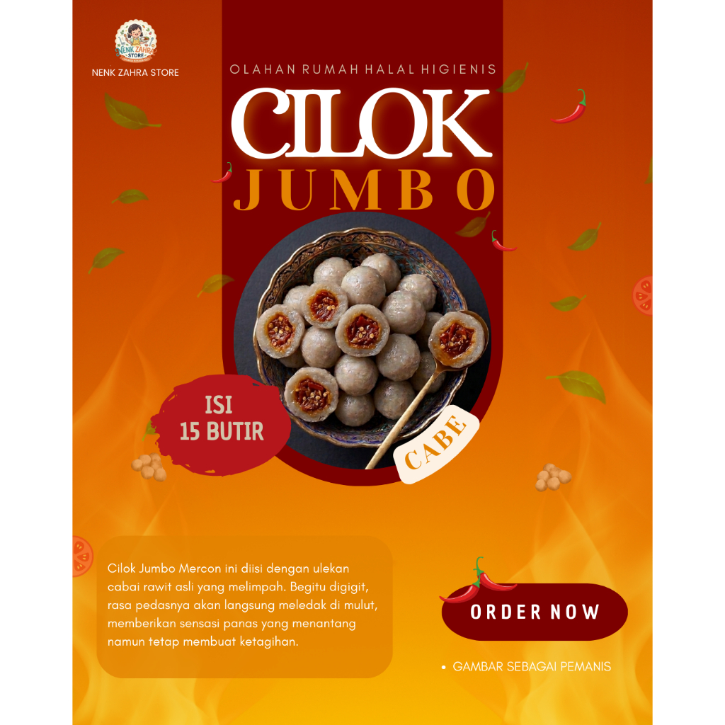 [ISI 15 BUTIR] Cilok Jumbo Isi Cabe Rawit - Jajanan Cilok Super Pedas Aci Jumbo