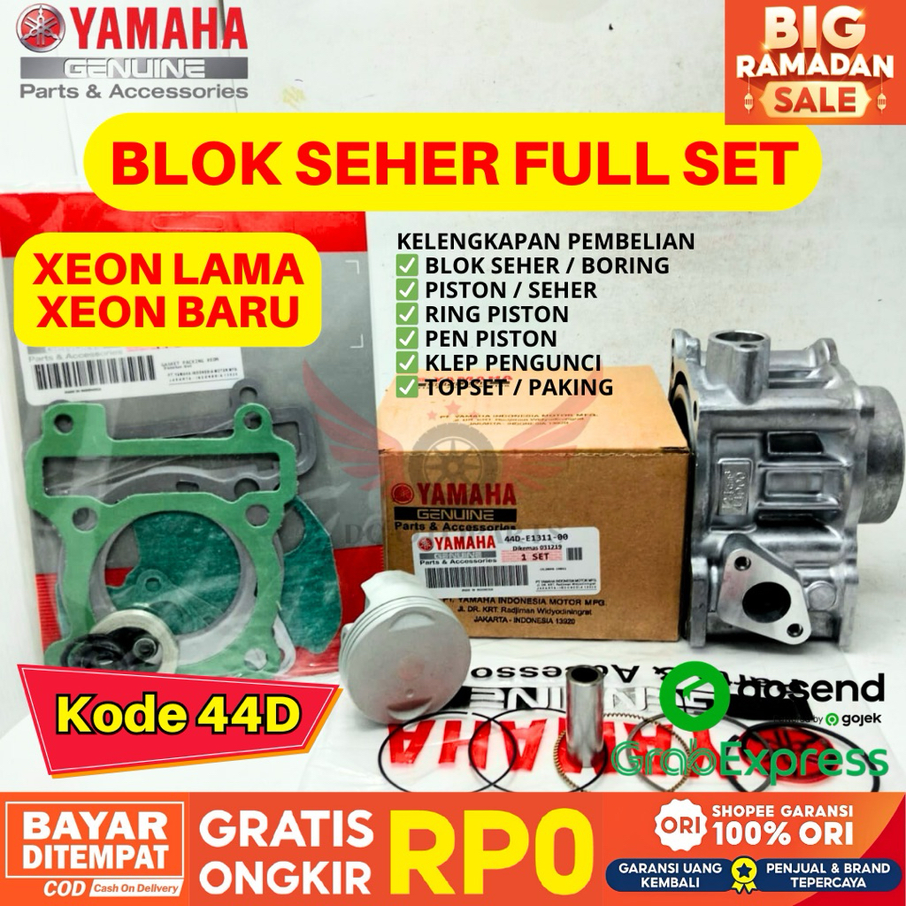 44D BLOK SEHER FULL SET XEON ORIGINAL YAMAHA GENUINE PARTS, PAKET BLOK SEHER XEON BARU, BLOK SEHER X