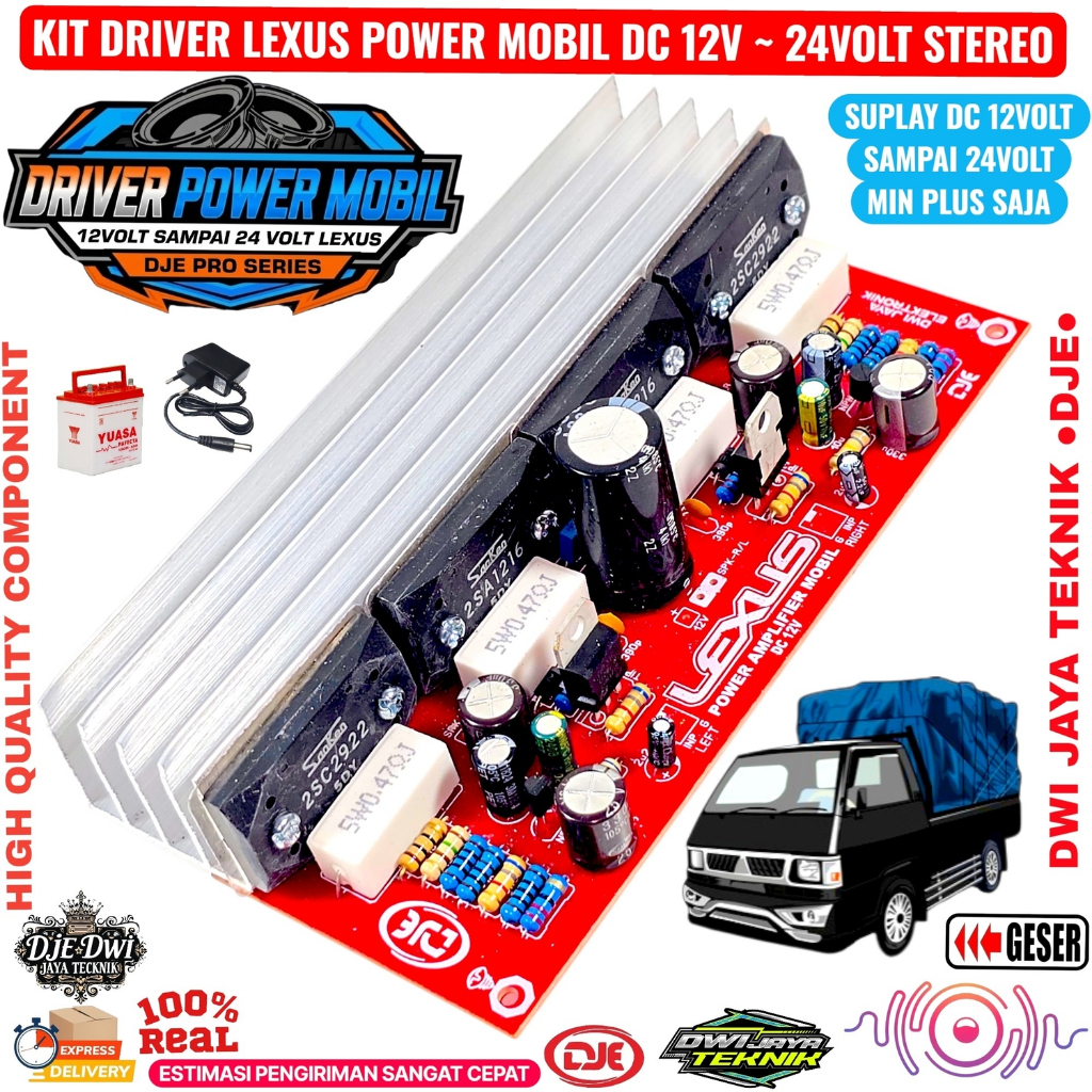 Kit Driver Power Mobil Lexus DC 12V - 24V Stereo DJE Pro Series - Driver Power Amplifier Mobil Aki 1