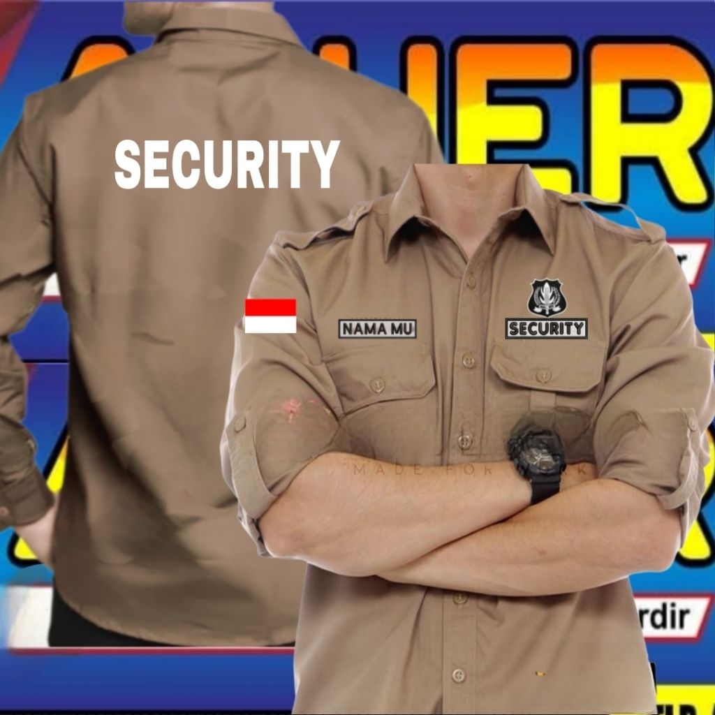 terbaru coklat tua kemeja SECURITY baju SECURITY Seragam SECURITY Pdh SECURITY Pdl SECURITY kemeja k