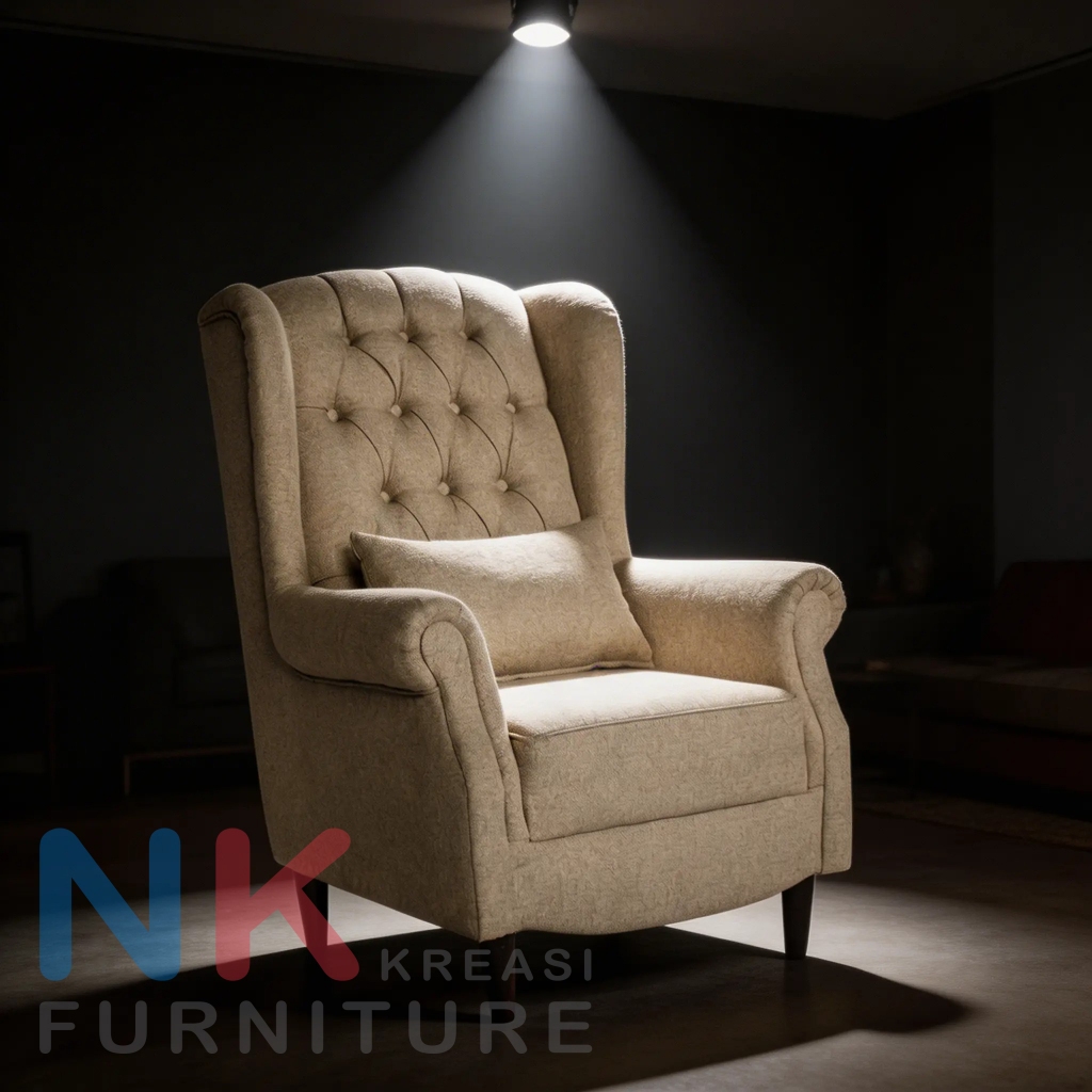 Sofa Wing Chair Classic 1 Dudukan, Sofa Kursi WingChair Single Seater Minimalis Newah