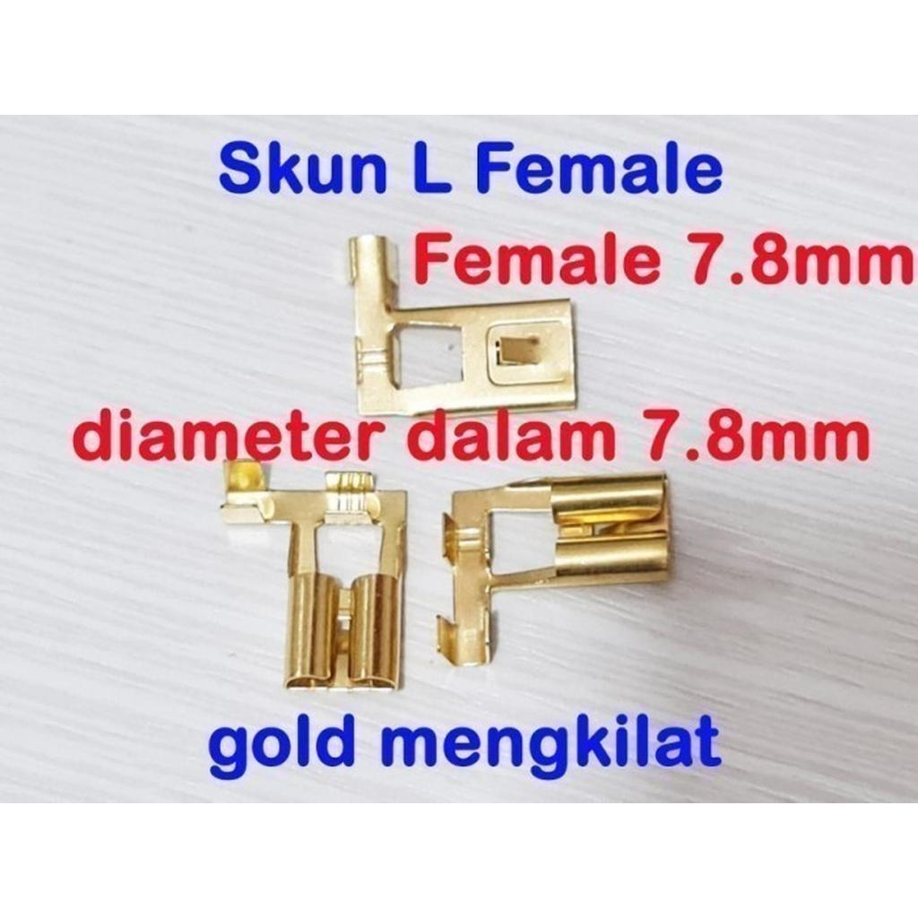 skun L 7.8mm gepeng female - skun jumbo kabel bengkok gold.
