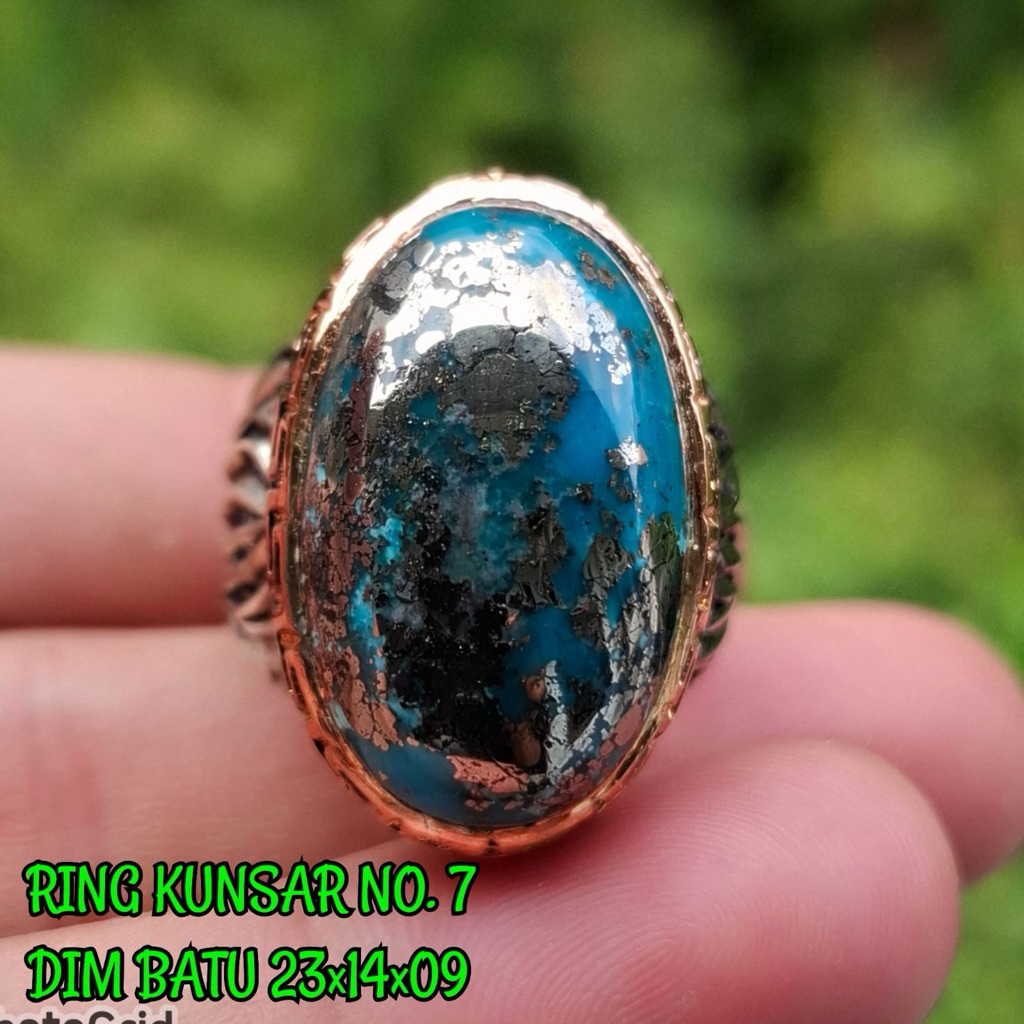 Cincin Batu Pirus Persia Iran Ring Kunsar / Pirus Badar / Pirus Logam