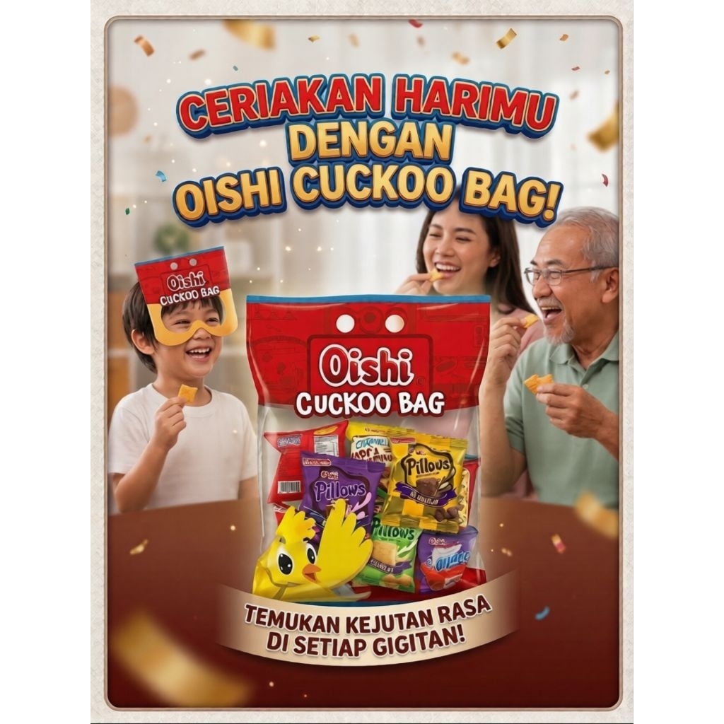 Oishi cuckoo bag 10 pack/hampers/kado/hadia/souvenir/lebaran/liburan/holiday
