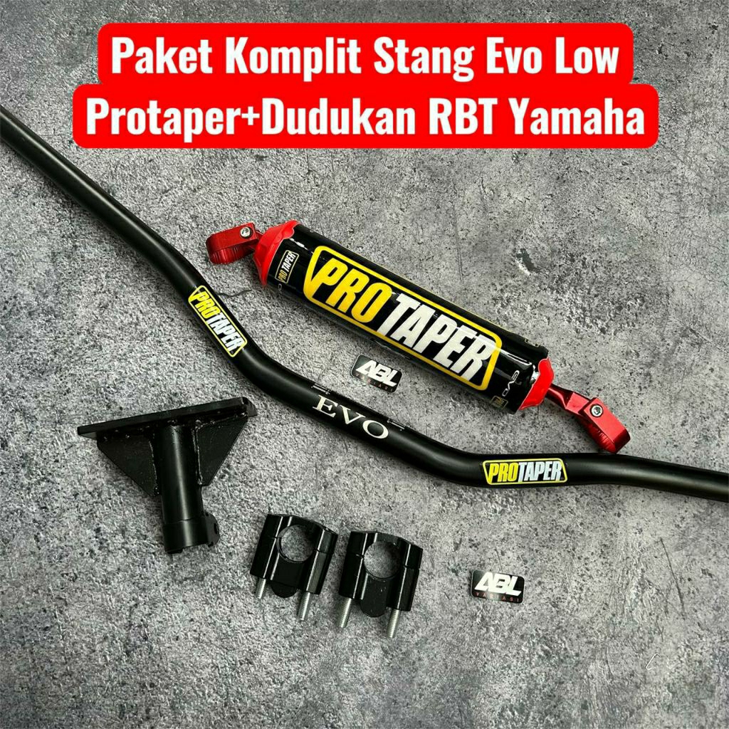 Stang Evo Low Protaper Plus Dudukan RBT Dan Raiser Cnc Dan Busa Bulat Palang Untuk Yamaha