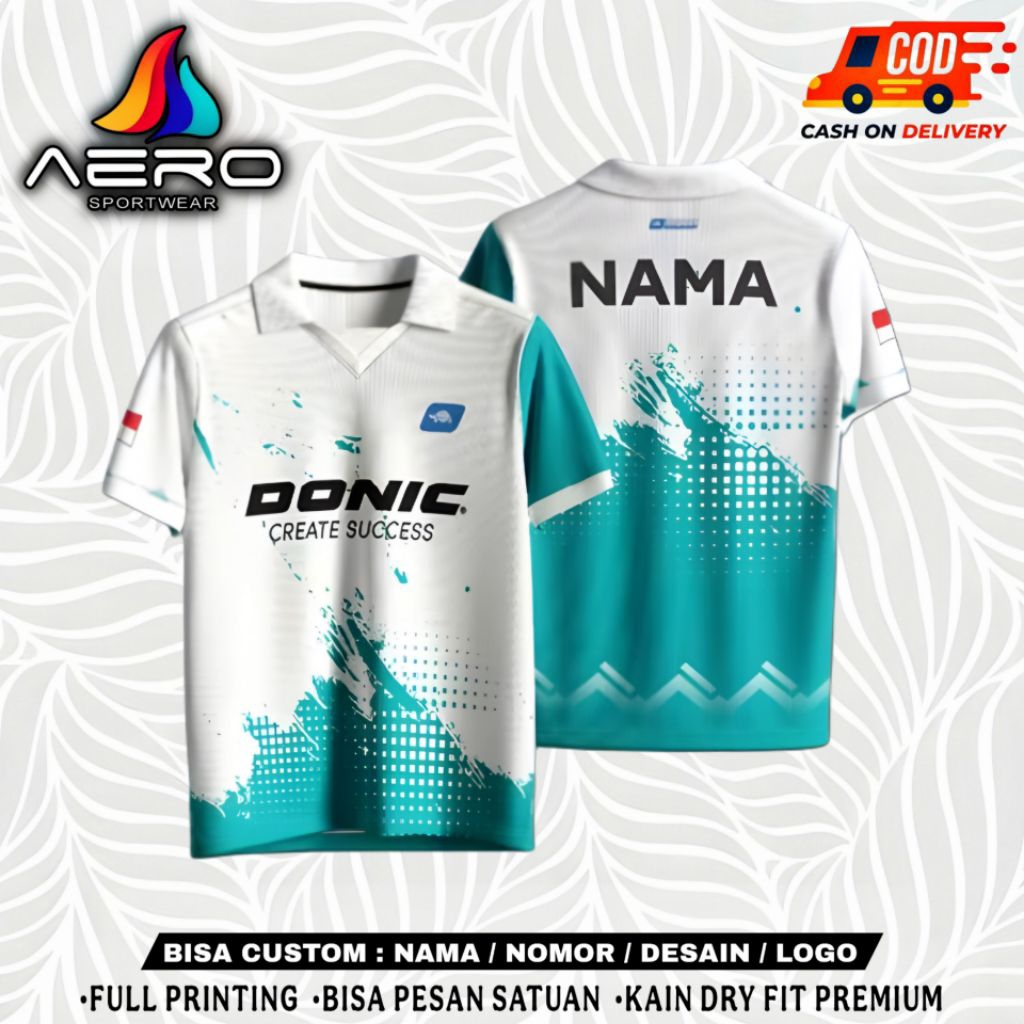 JERSEY BAJU TENIS MEJA PINGPONG DONIC DRY FIT PREMIUM FREE NICKNAME