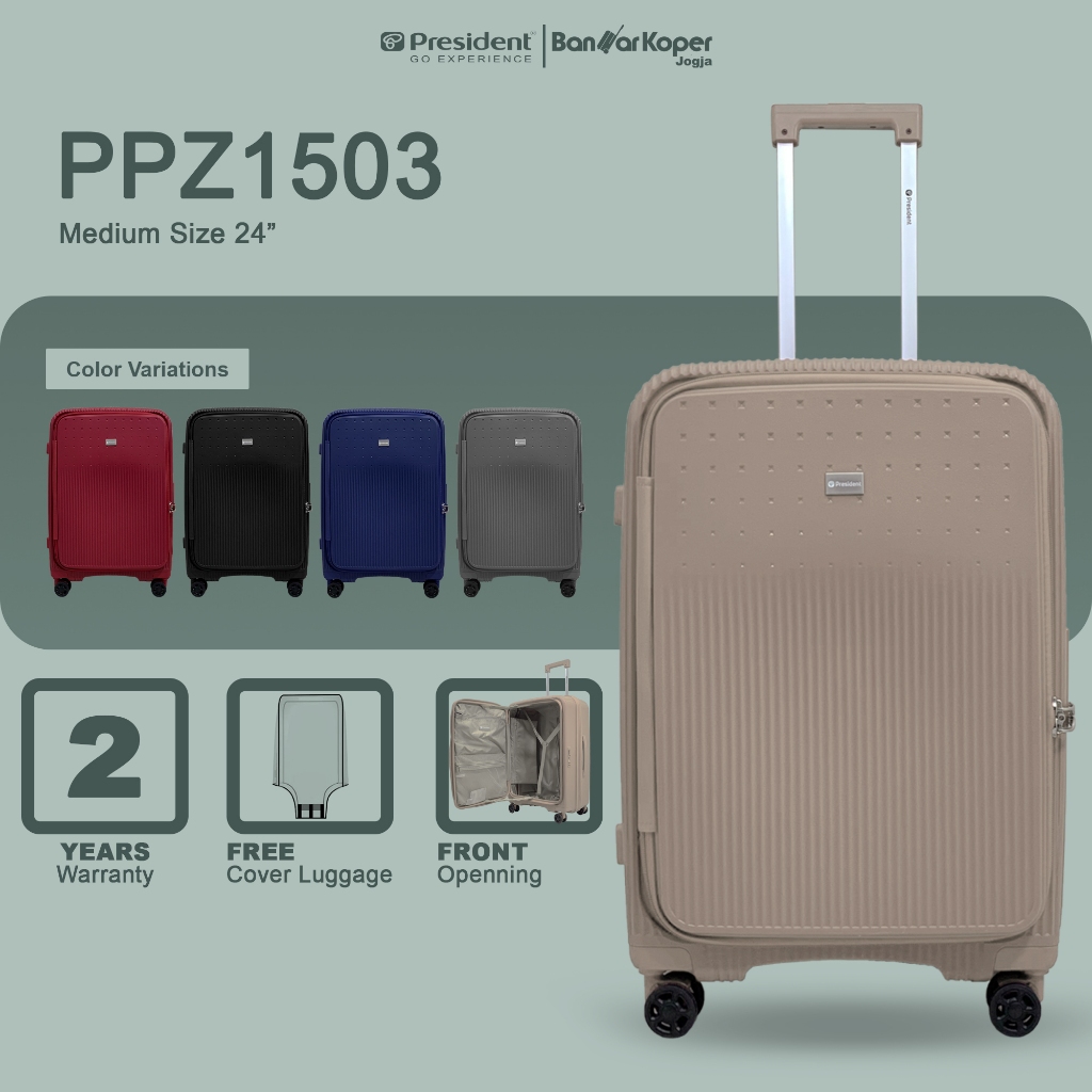 President PPZ1503 Original Koper 24 Inch Hardcase PP TSA Expandable Frontload