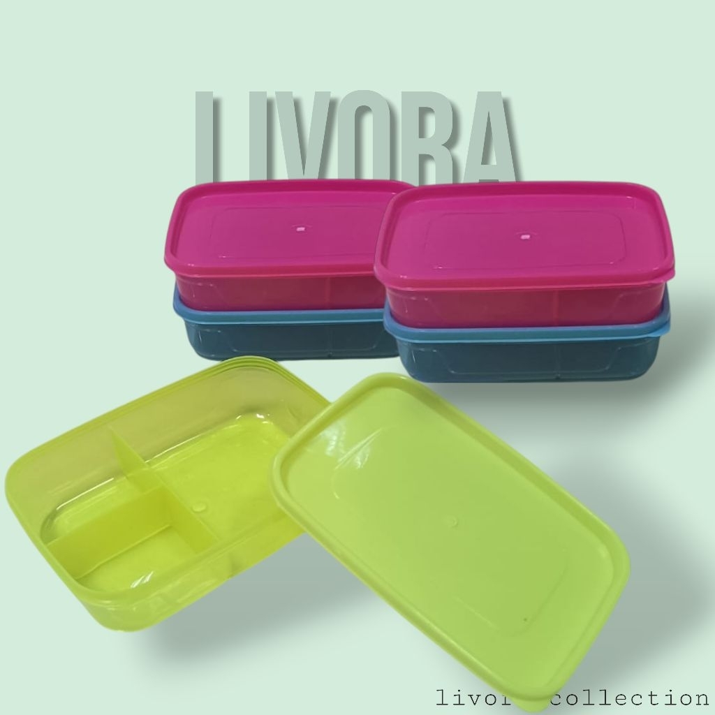 Tepak Sekat 1000ml merk KHADO – Wadah Makanan Plastik Tebal Dengan Sekat Praktis | Kotak Bekal / Foo